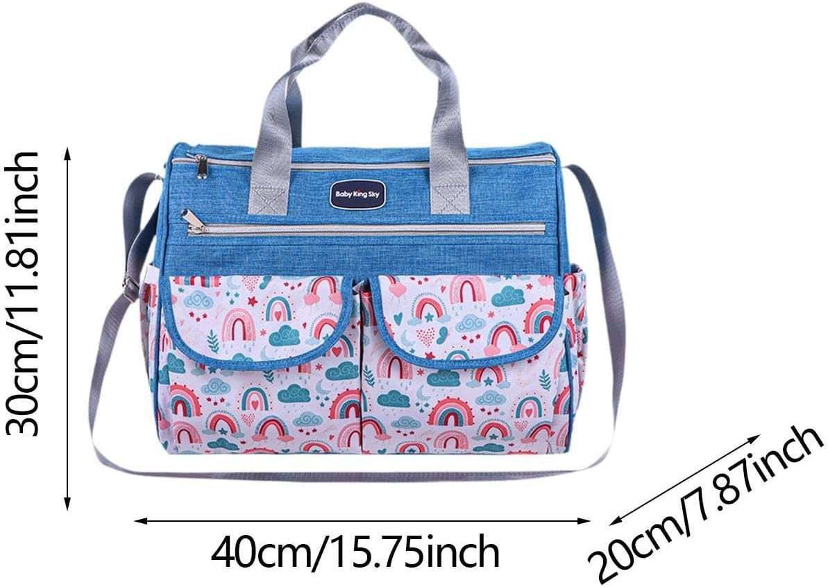 Harayaa Diaper Bag Tote Mommy Travel Bag Waterproof Storage Multi Outer Pockets Multifunctional Large Capacity Portable for Mom - Blue L image number 1