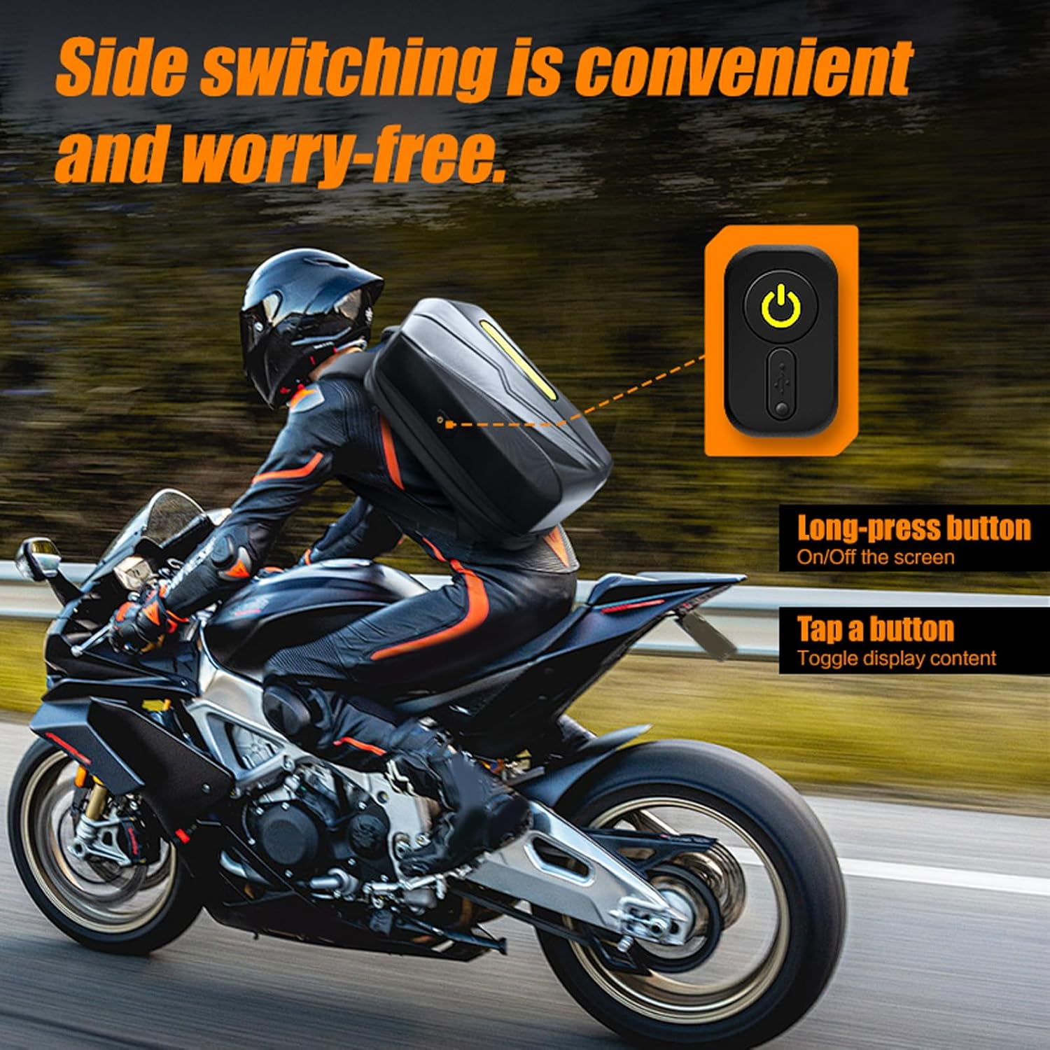 LED Backpack, Programmable Screen Water Proof Backpack with APP Control, 18 Inch Motorcycle LED Backpack for Men and Women image number 5