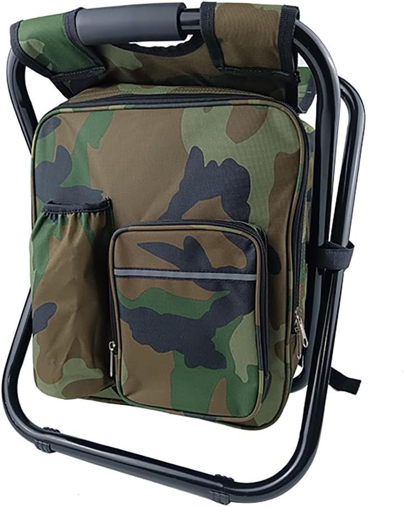 AIMALL Portable Folding Backpack Chair with Cooler Bag, Durable 600D Oxford Fabric, Iron Frame, Waterproof EVA, for Camping, Fishing, Beach