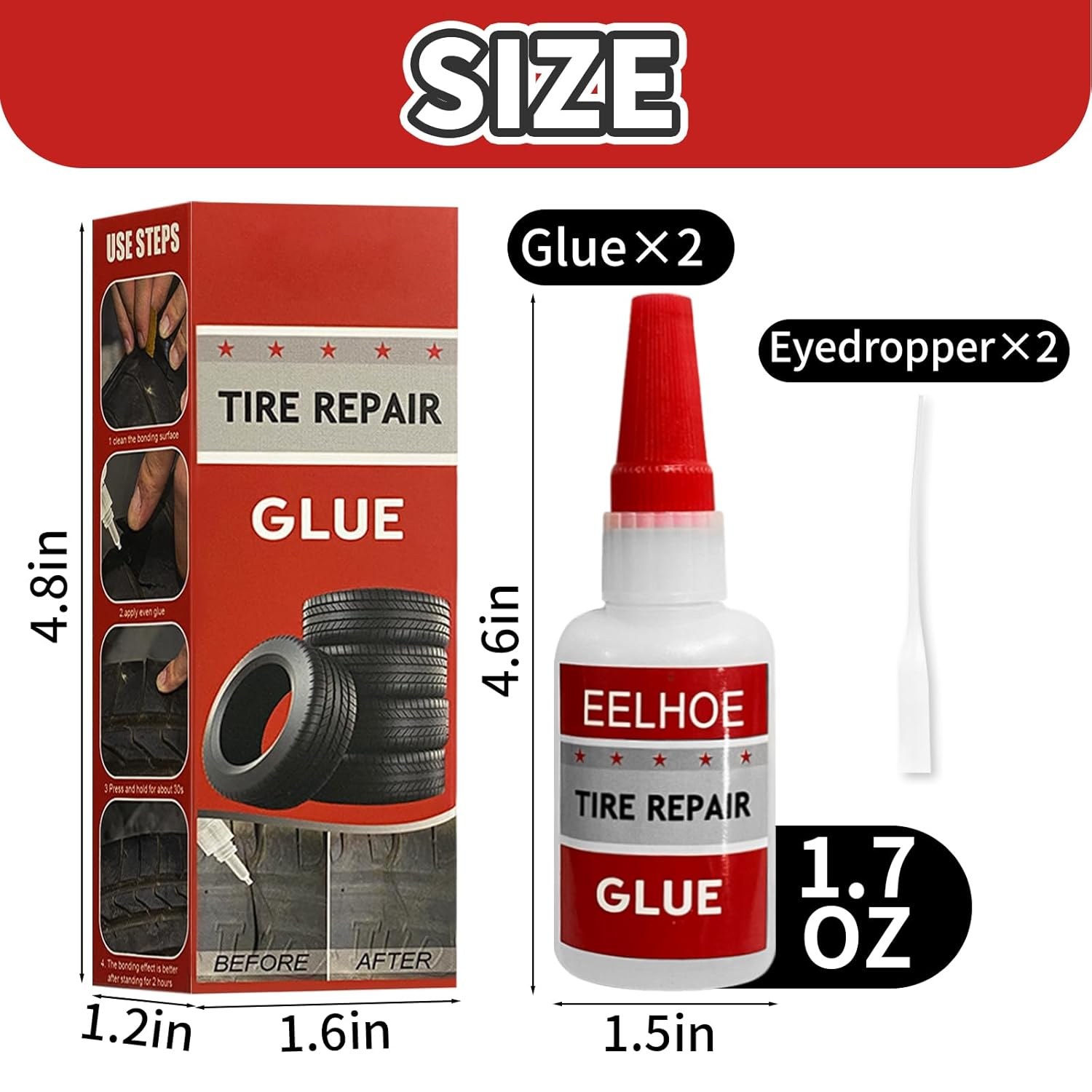 2Pcs Tire Repair Glue, Rubber Cement Tire Repair, RC Tire Glue, Used for Side Bonding or Tire Leakage, DIY Crafts (1.7Oz) image number 2