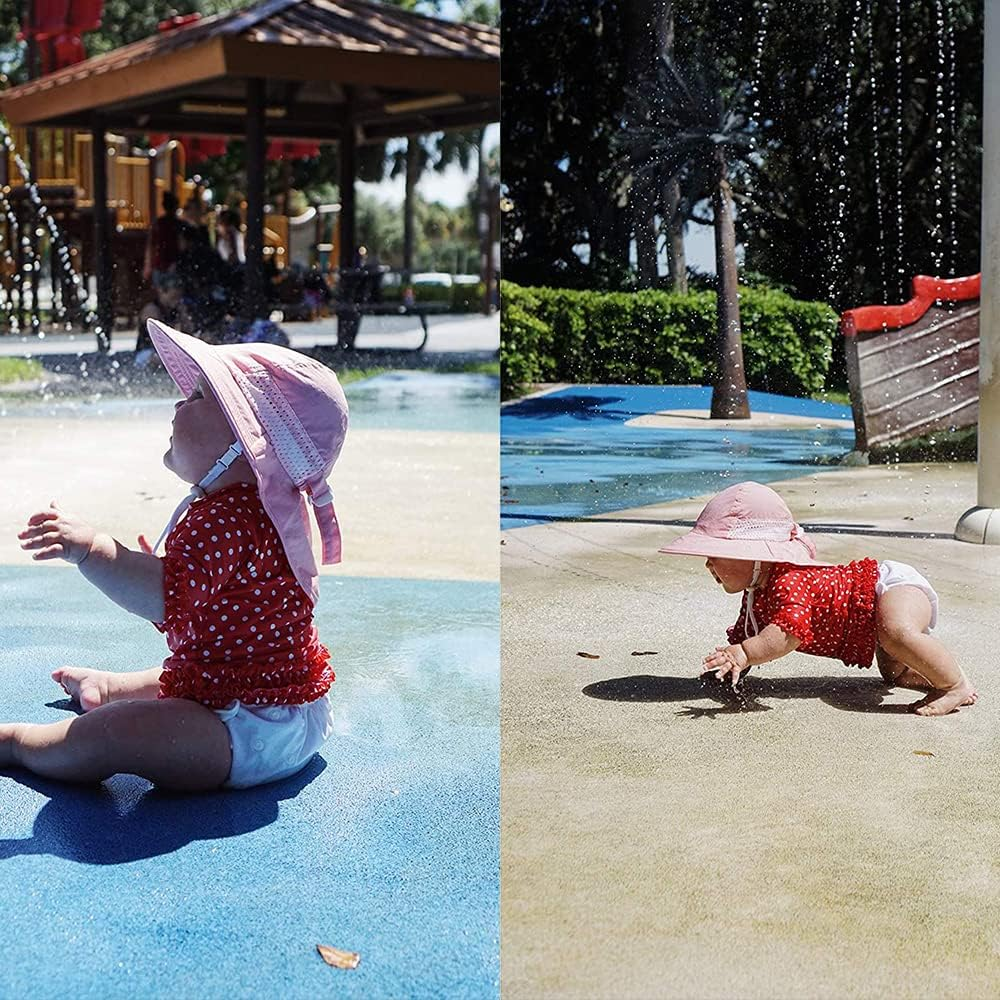 Kids Girls Boys Ausgear Sun Hat Wide Brim UPF50+ Beach Hats Mesh Cap with Neck Flap for Baby Toddler Outdoors