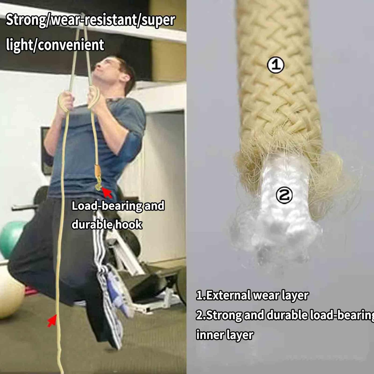 Rope Harnesses Dog Lead Dog Leads for Large Dogs for Medium Dogs Dog Leash Hook Long for Small Dogs Buckle Drawstring Hook and Loop Load Bearing Wear Resistant Nylon (Brown,10M)