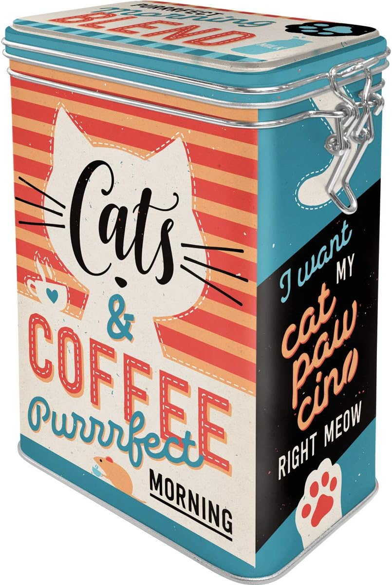 Nostalgic-Art Cats & Coffee-Gift Idea for Cat Owners, Large Coffee Tin with Flavour Lid, Vintage Design, 1.3 L image number 2