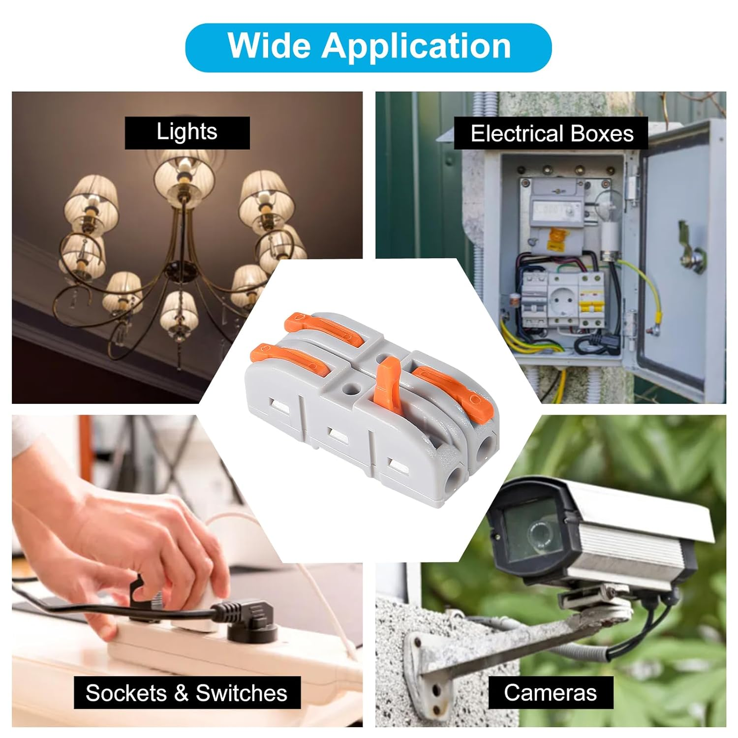 QCCAN 50Pcs Lever Wire Connectors, 1 to 1 Inline Assemblable Cable Connector, Electrical Connectors Wire Terminals for Any Circuit Inline Splices 24-12 AWG image number 2