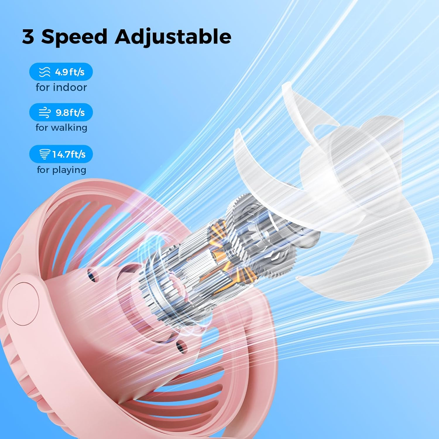 VETIFINAL Portable Baby Stroller Fan - 3-Speed Flexible Tripod Personal Fan Clip on for Bed, Rechargeable Battery Powered, Newborn Summer Cooling Essentials for Car Seat, Bike, Sleep, Travel (Pink) image number 1