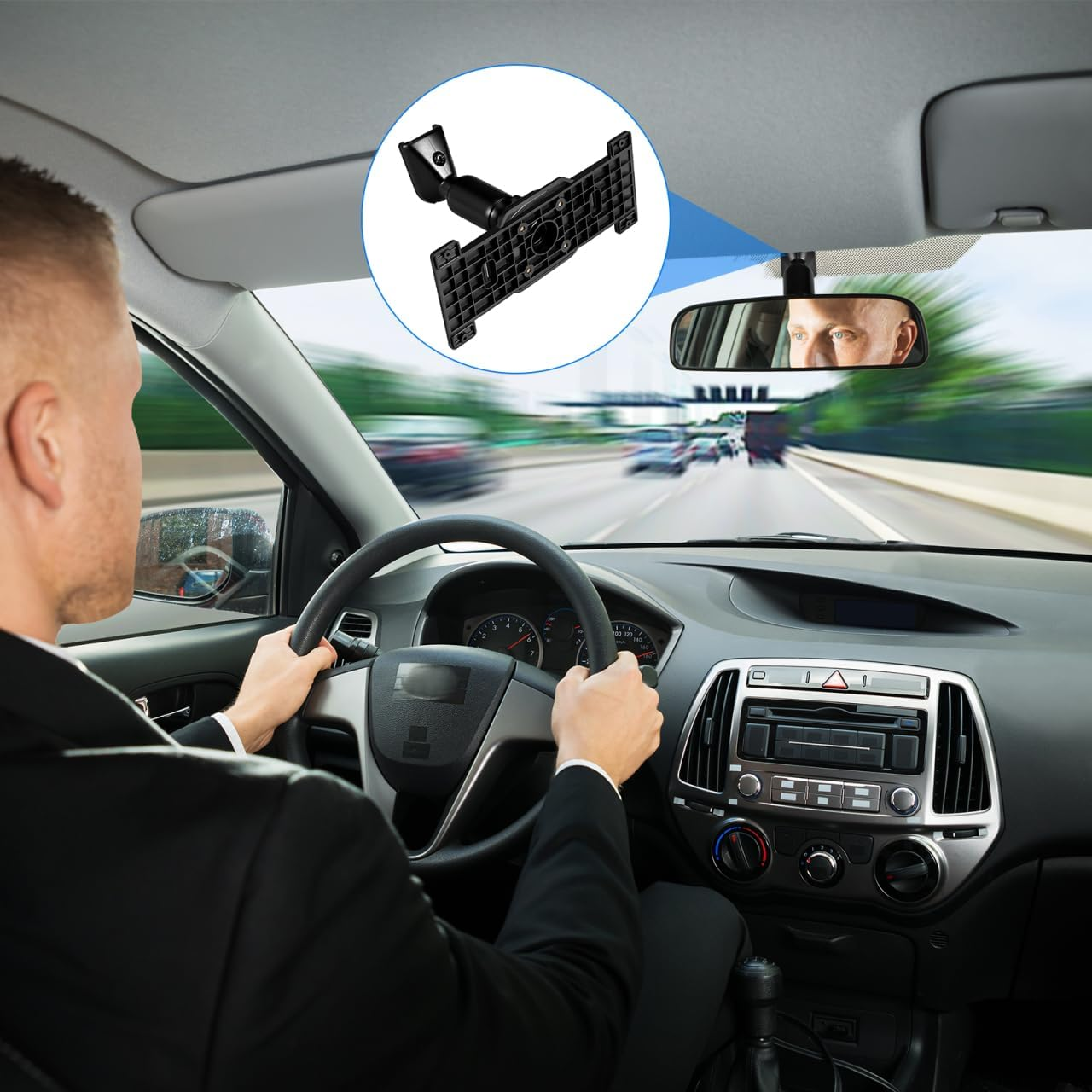 1 Set Car Rear View Mirror Back Plate Panel + Mirror Dash Cam Mount Arm Rear View Camera Mount Kit for Car DVR Instead of Strap image number 3