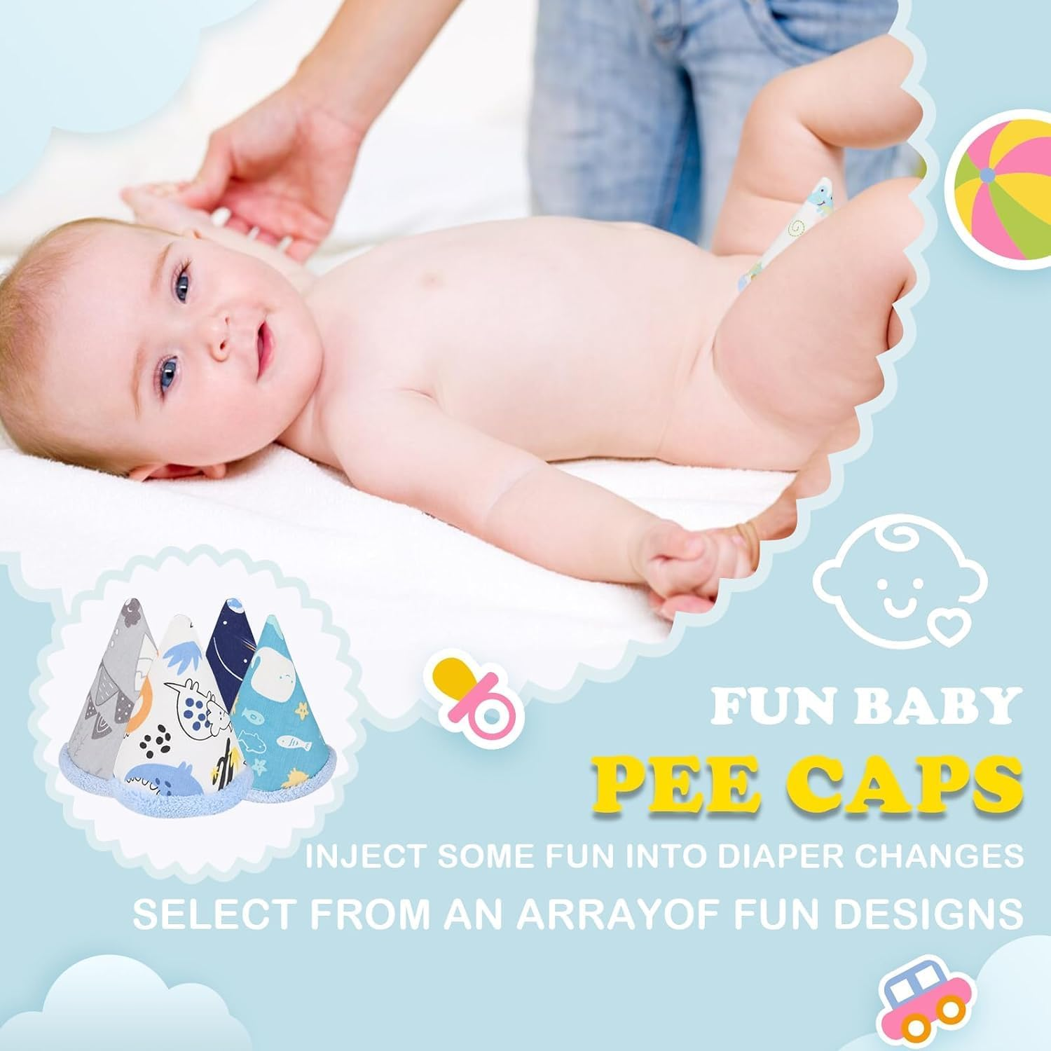 Pee Covers Baby Boy, Reusable Pee Cap Diaper Changing Accessory for Baby Boys image number 3
