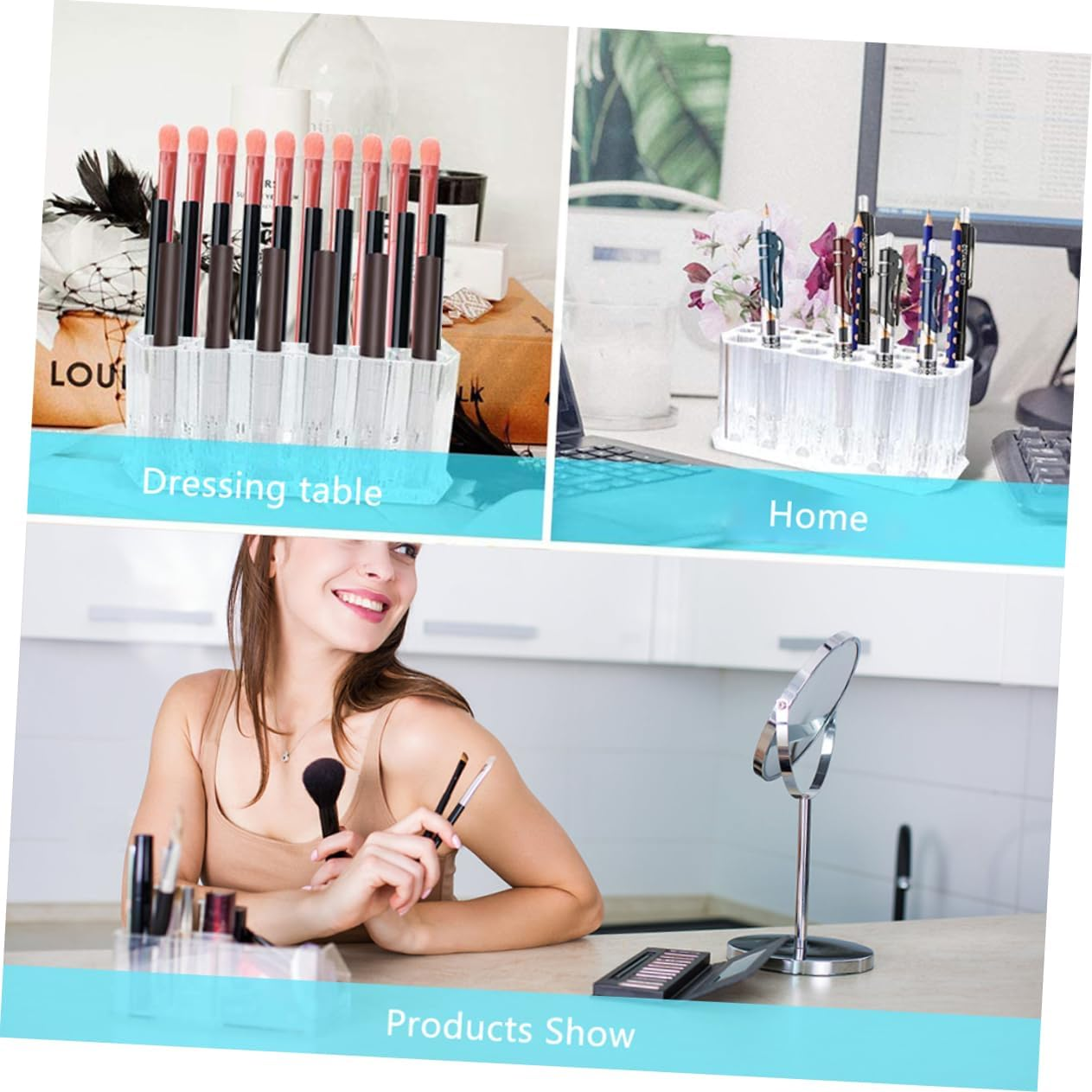FRCOLOR 26 Pen Display Stand Makeup Brush Organizer Eyeliner Stand Makeup Brush Holder Makeup Pen Holder Makeup Display Stand Lip Liner Organizer Lip Liner Holder Eyeliner Holder Acrylic image number 5