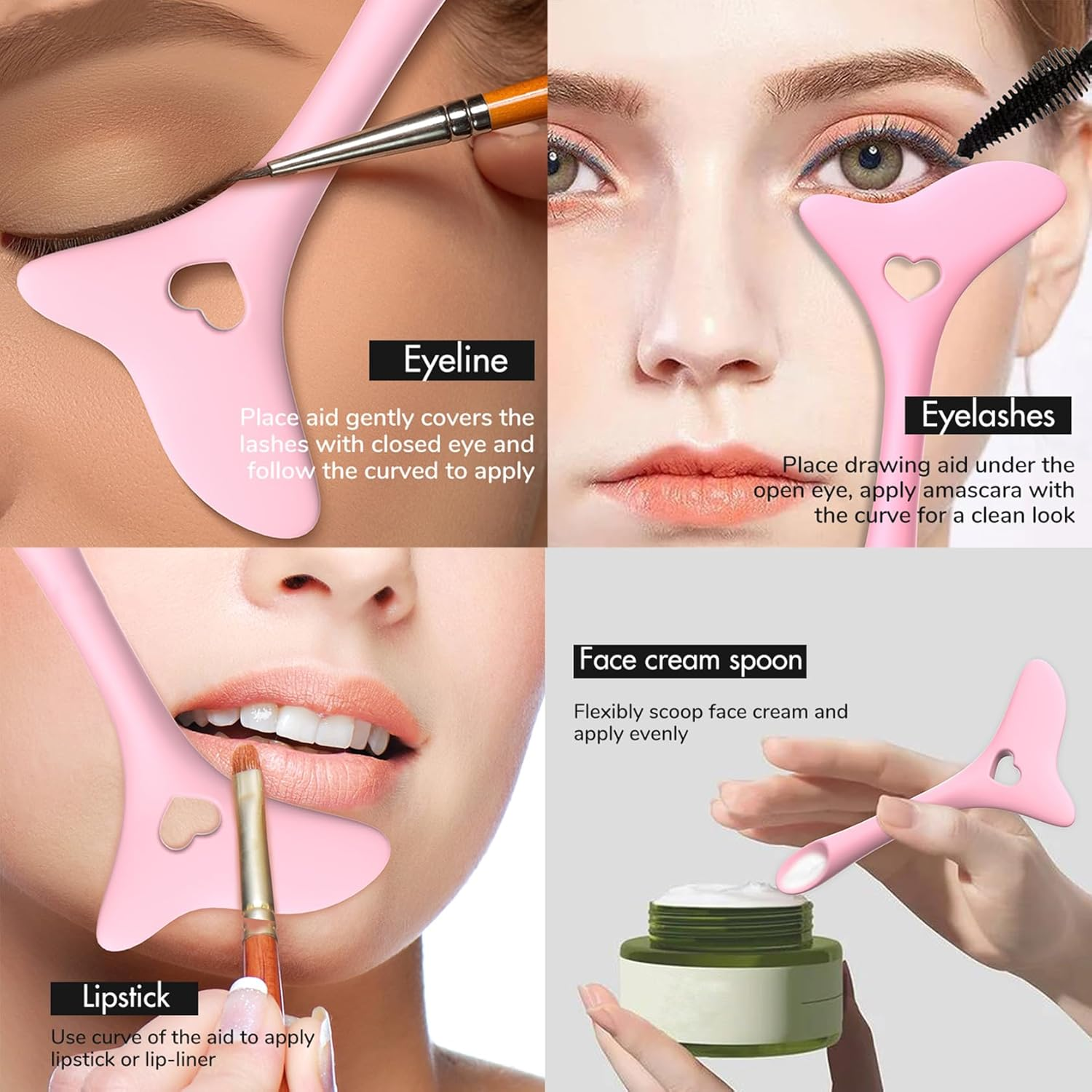 2PCS Silicone Eyeliner Tool and Eye Makeup Aid Set, Precision Eyeliner Guide with Measurement Markings and Sharp Angled Tip, Mascara Protection Shield, Eyeliner Application Helper, Lipstick Shaping - 3Pcs image number 5