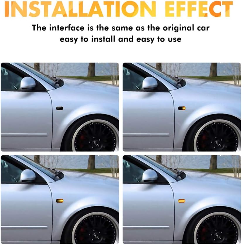 2 Pieces Led Dynamic Side Marker Turn Signal Light Sequential Blinker Lights for Au Di A3 S3 8P A4 S4 RS4 B6 B7 B8 A6 S6 RS6 C5 C7 2003-2011 Black Indicator Lamp image number 2