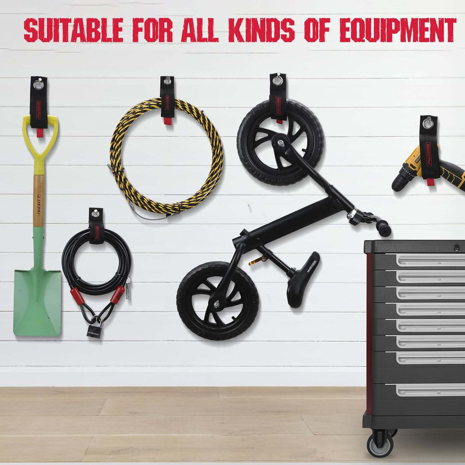 6 Pack Large Heavy Duty Easy-Carry Storage Straps 13",10", 17" Extension Cord Organizer Extendable Cable Ties Strap Loop Hanger Organizer for Cable, Hose, Power Cord, and Rope