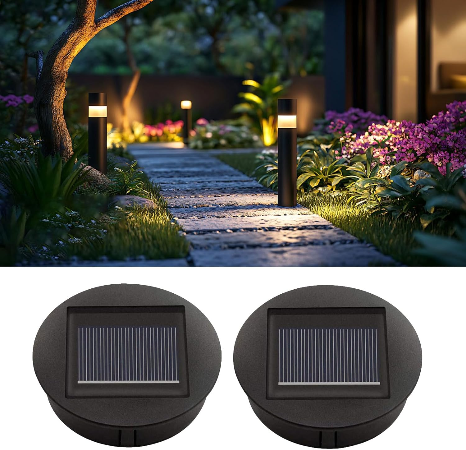 Pack of 2 Solar Lights Replacement, Solar Lights Replacement Parts, Top with Warm Light LED, IP44 Waterproof Solar Light Bulb Replacement, for Garden, Patio, Table Light Decor [Energy Class A] image number 6