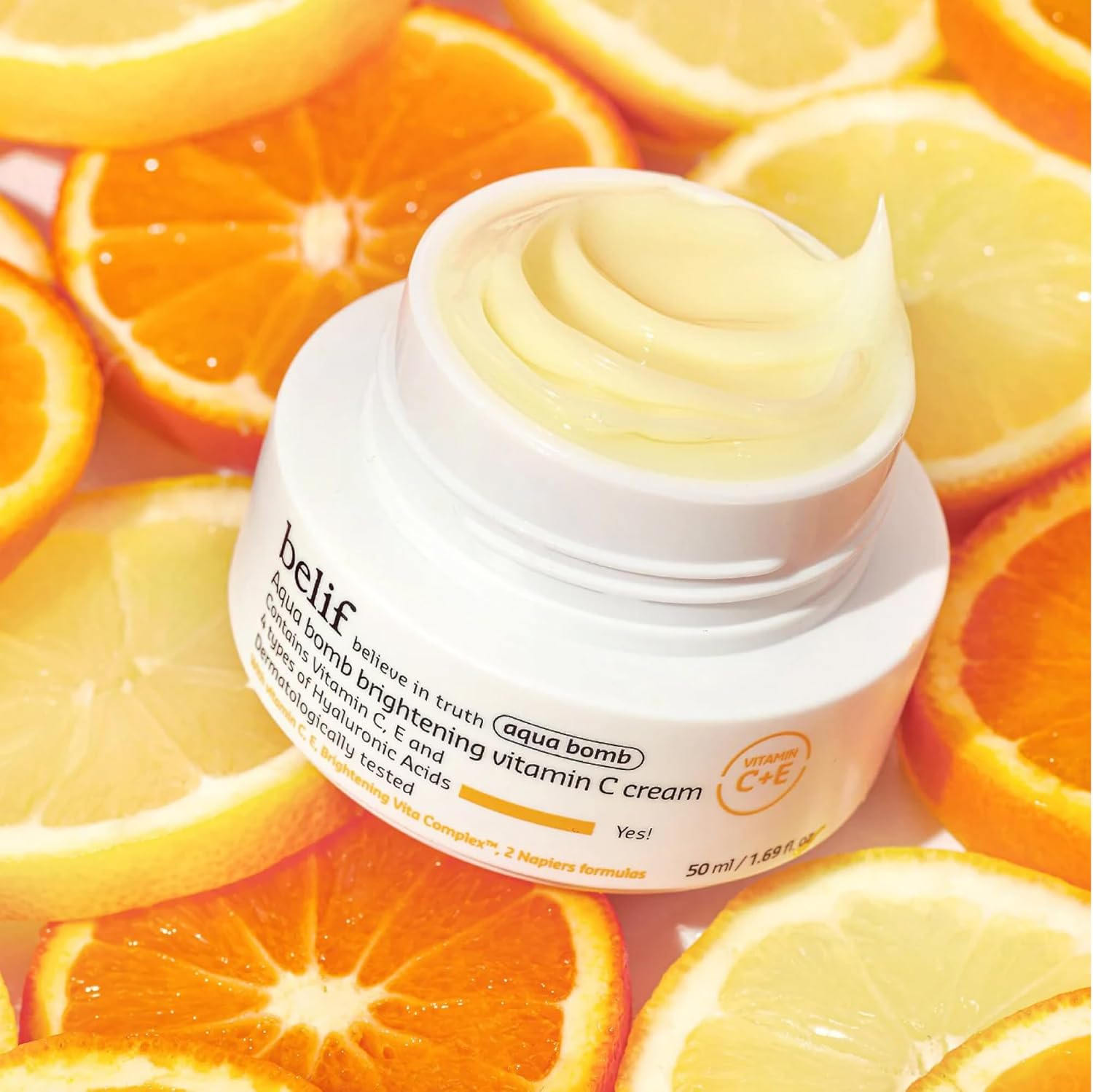 Belif Aqua Bomb Brightening Vitamin C Cream 50 Ml, Brightening Moisturising Cream, Hyaluronic Acid Vitamin C+E, Vegan Face Cream, All Dull Tired Skin, Day Cream Face Care, Korean image number 1