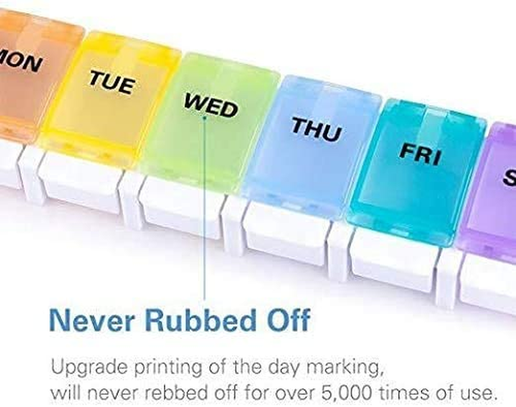 7 Day Pill Organizer, Large Push Button Weekly Pill Box for Pills/Vitamin/Fish Oil/Supplements image number 1