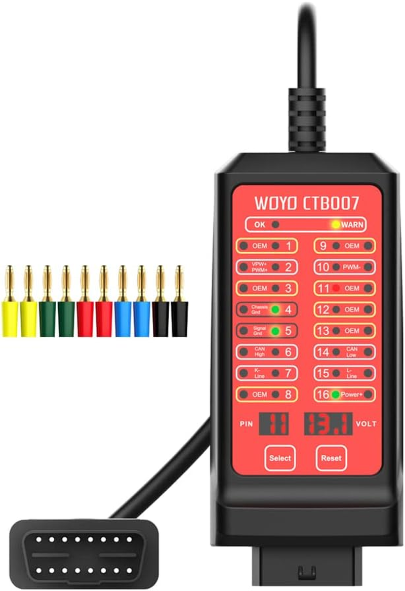 Automotive Circuit Tester, 16 Pin Break Out Box Detection 12 V 24 V CAN Bus Circuit Tester Vehicle Diagnosis On-Board Diagnostics Tester for Car/Boat/Motorcycle and More