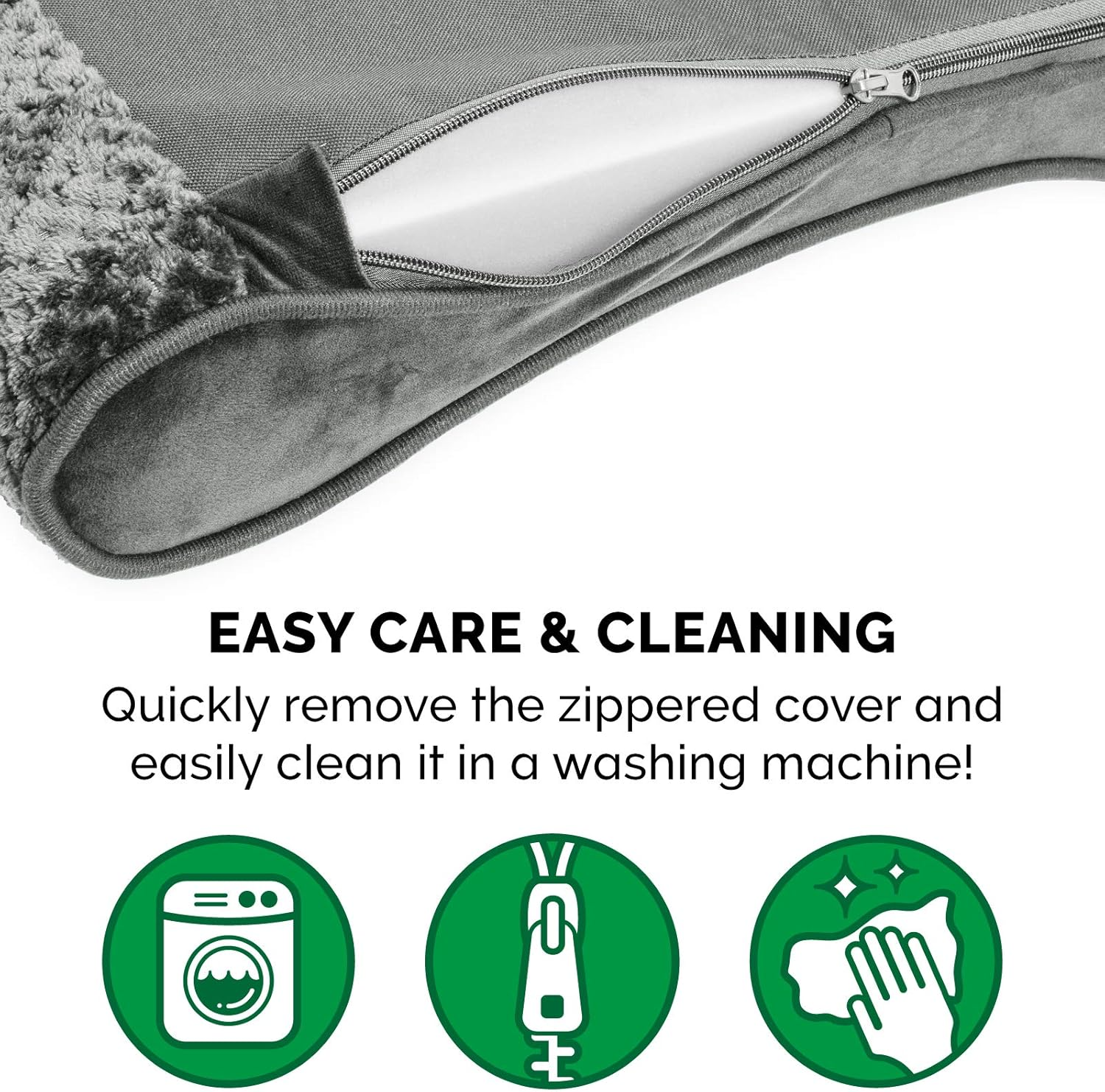 Furhaven Pet Dog Bed - Memory Foam Minky Plush and Velvet Ergonomic Luxe Lounger Cradle Mattress Contour Pet Bed with Removable Cover for Dogs and Cats, Gray, Large image number 1