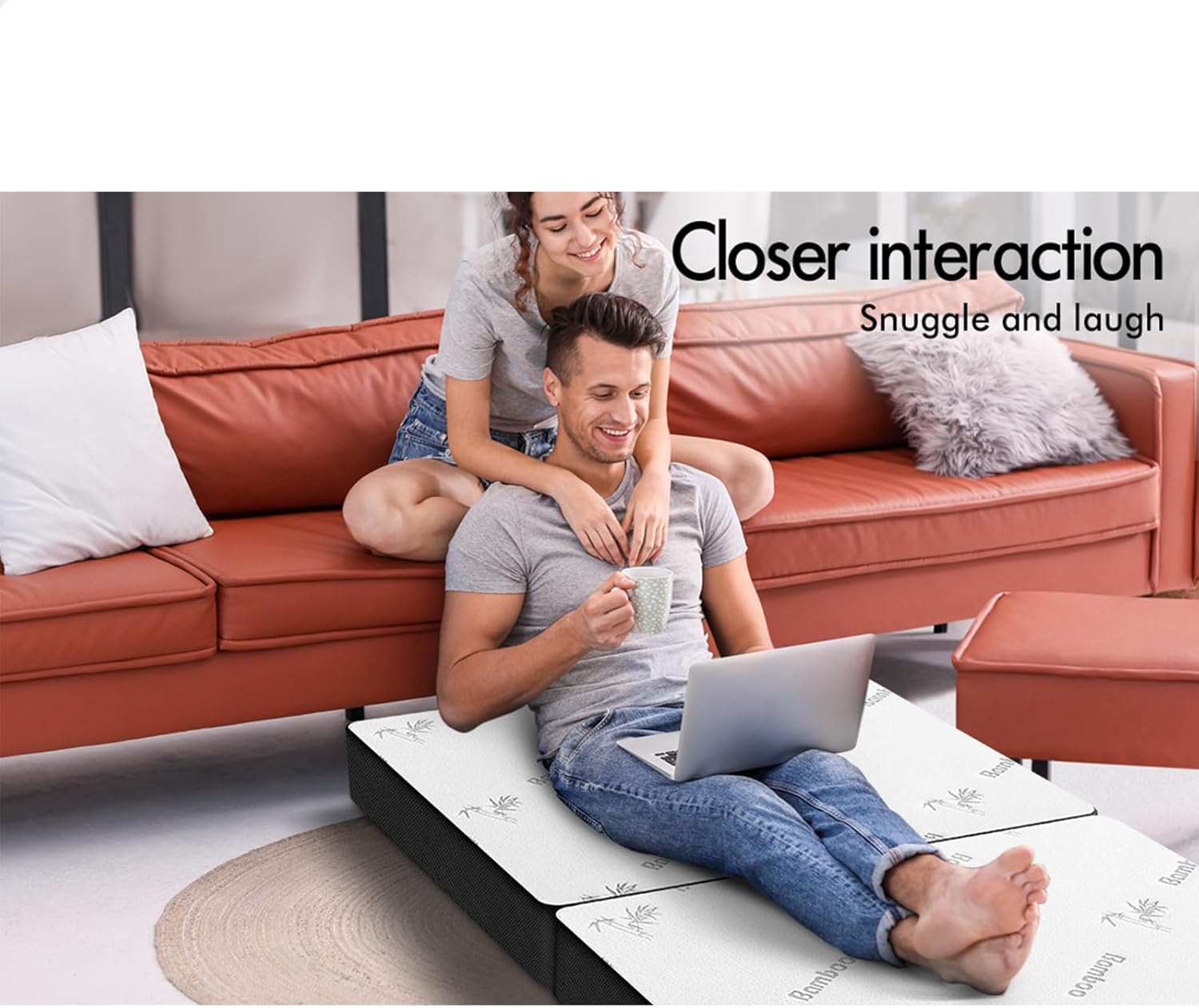 STARRY EUCALYPT Folding Mattress Tri-Fold Sofa Lounge Mat Pad 190 X 79 X 10Cm, 3-Fold Portable Foldable Mattress Floor Bed for Home Office Camping and Travel, Mesh Cover, Black image number 2