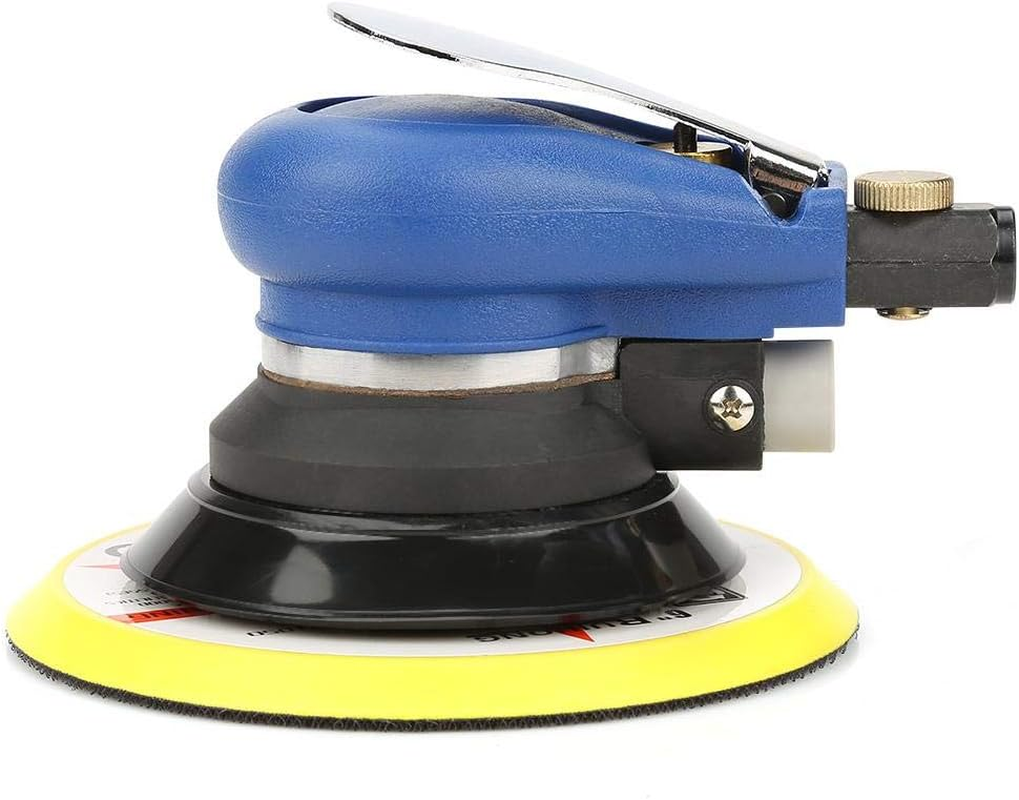 AT-980 5"/6" Air Random Orbital Sander round Polisher Pneumatic Hand Sanding Tool(With Air Inlet Connector and Spanner)(6Inches)