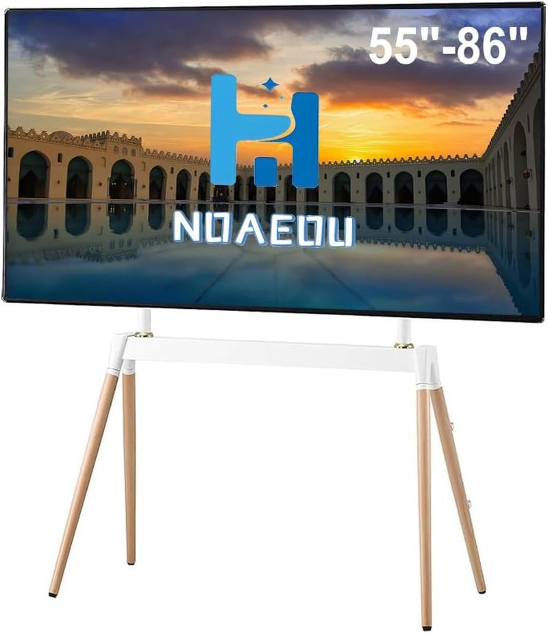 NOAEOU Fit 55-86Inch Screens TV Stand, Modern Easel TV Floor Stand, Artistic Corner TV Stand, Height Adjustable, Studio Display Stand (Black)