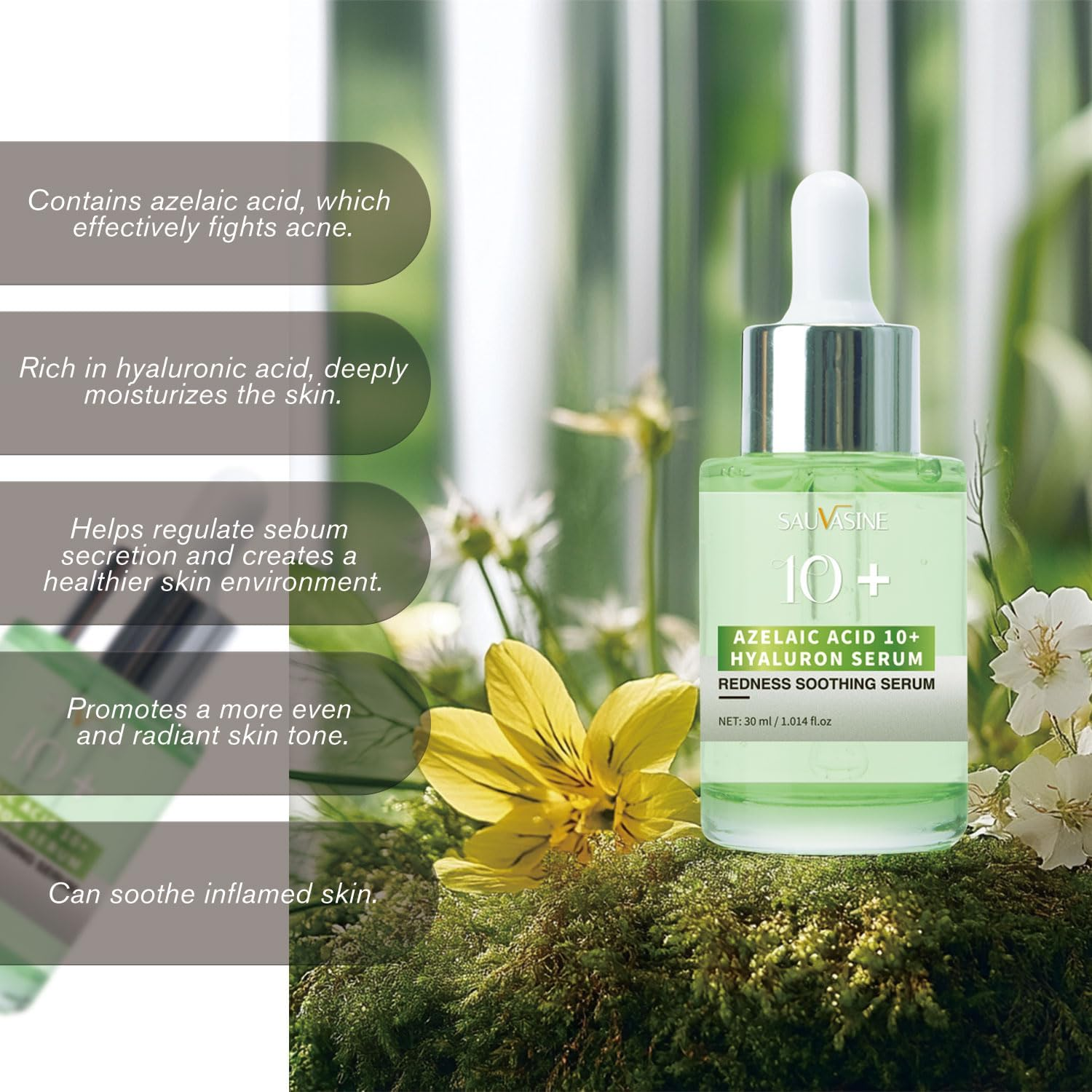 10% Azelaic Acid + Hyaluronic Acid Calming Serum - a Gentle Facial Serum for Sensitive Skin, Formulated with Hyaluronic Acid to Help Soothe Skin, Vegan-Friendly, 30Ml【Not Aunaxxx Brand】 image number 5