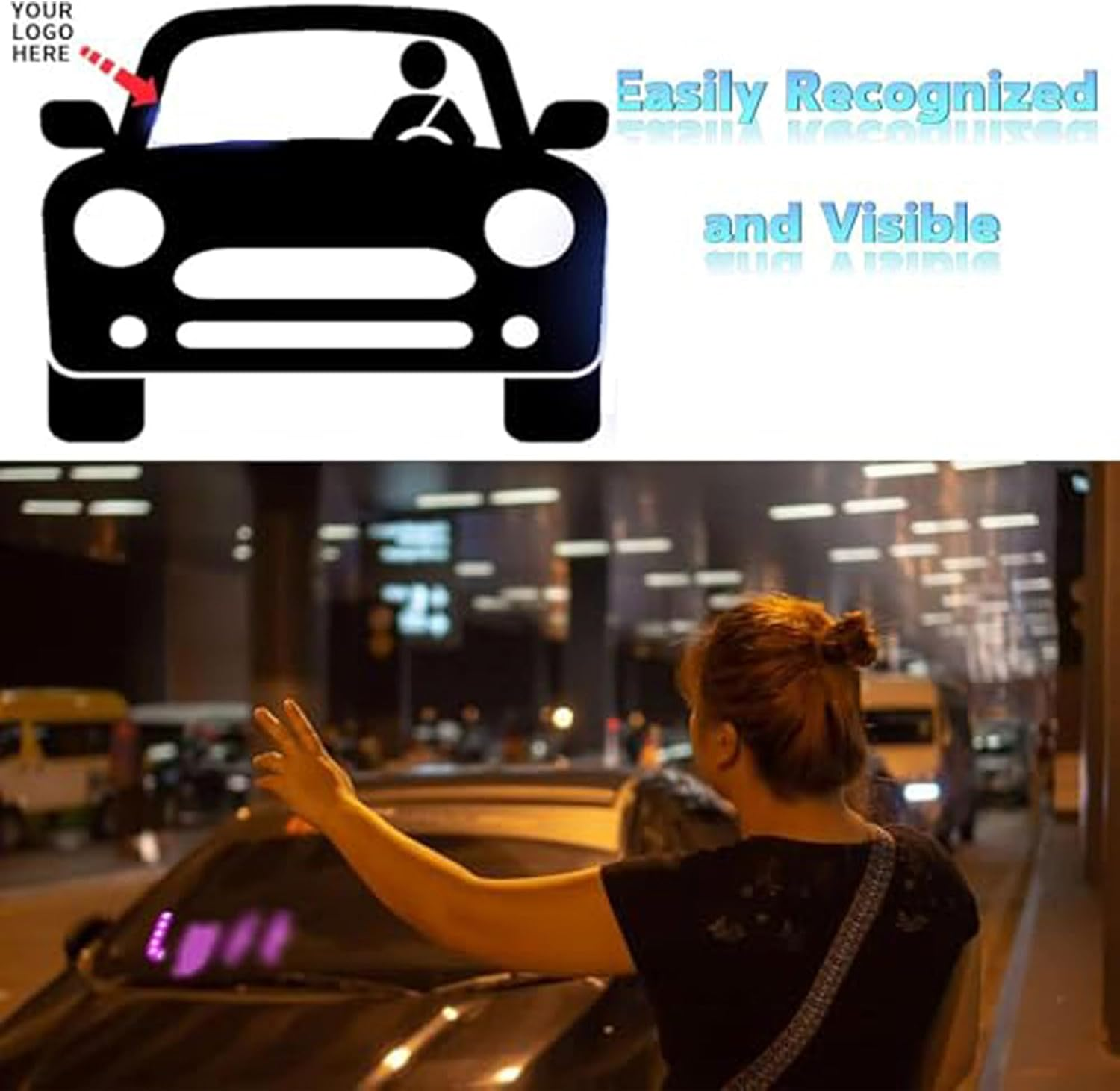 Led Light Signs for Car,Led Sign Decal Stickers with Suction Cups,Windshield Light Sign,Usb-C Cable,Flashing Hook on Car Window LED Bright Lights USB Plug(Pink) image number 4