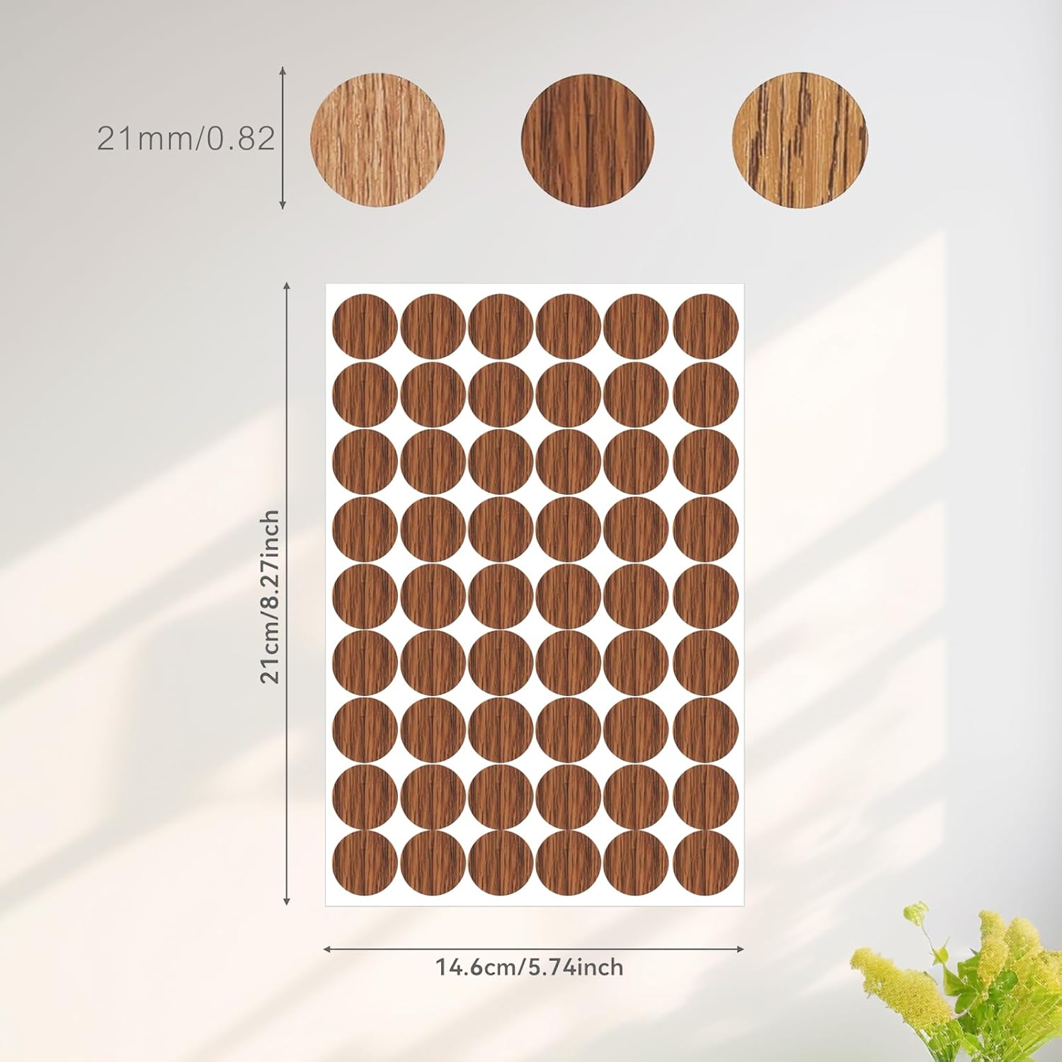 162PCS Screw Covers Caps,Grain Wood Furniture Decoration,Woods Stickers for Furniture,Wall Holes Cover,Cabinet Hole Covers,Textured Stickers,Wood Sticker,Nail Hole Patch,21Mm Adhesive Screw Hole Cover image number 5