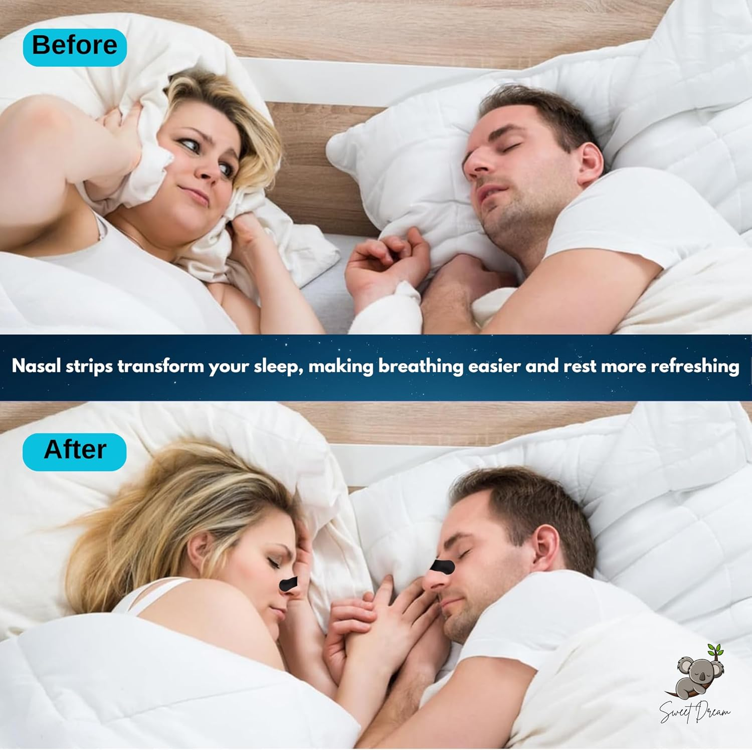 Nose Strips, Black &ndash; 60 Counts &ndash; Long Lasting, Strong Hold, Open Air Ways - Nasal Strips for Breathing - Extra Strength, Reduce Snoring and Mouth Breathing - Instant Nasal Congestion Relief. image number 3