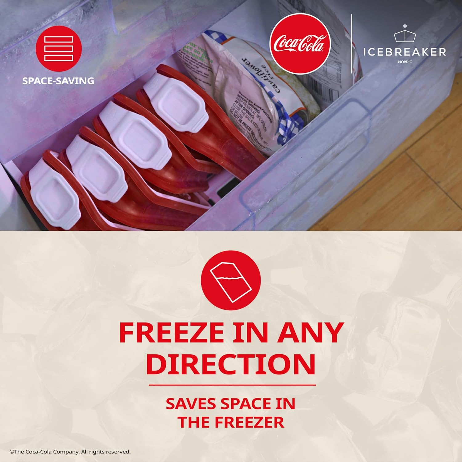 Icebreaker Nordic POP Ice Cube Tray with Lid and Coca-Cola&reg; Design - NO Spill Ice Cube Trays for Freezer - NO Touch Trays for Freezer with Lid - Make and Serve 18 Ice Cube without Touching the Ice - Pale Lemon image number 5