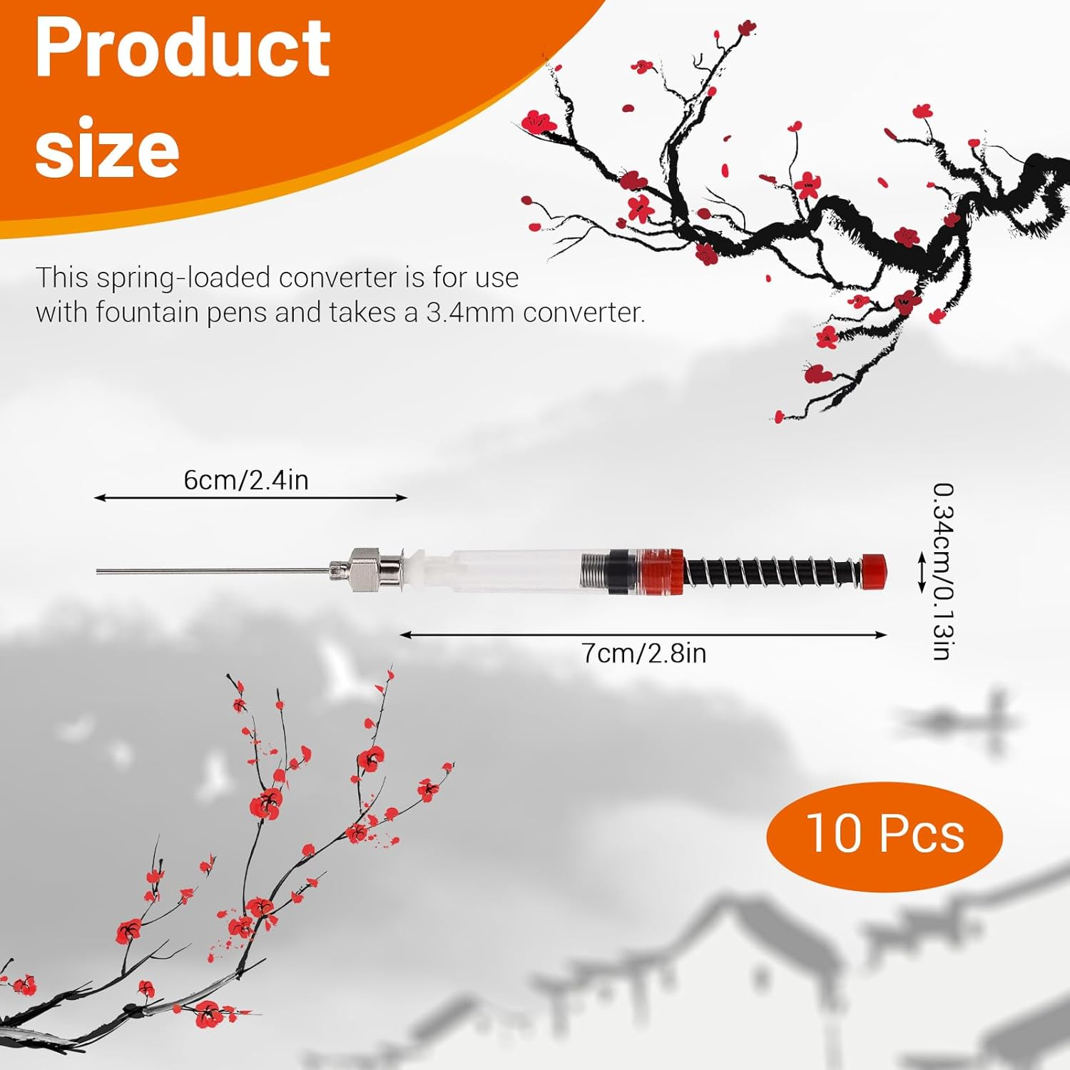 ASTIMESA 10 Pcs Fountain Pen Ink Syringe, Removable Blunt Syringe Fountain Pen, Elastic Spring Ink Filling Syringe Tool, Refill and Convert Pen Ink Converter Cartridges