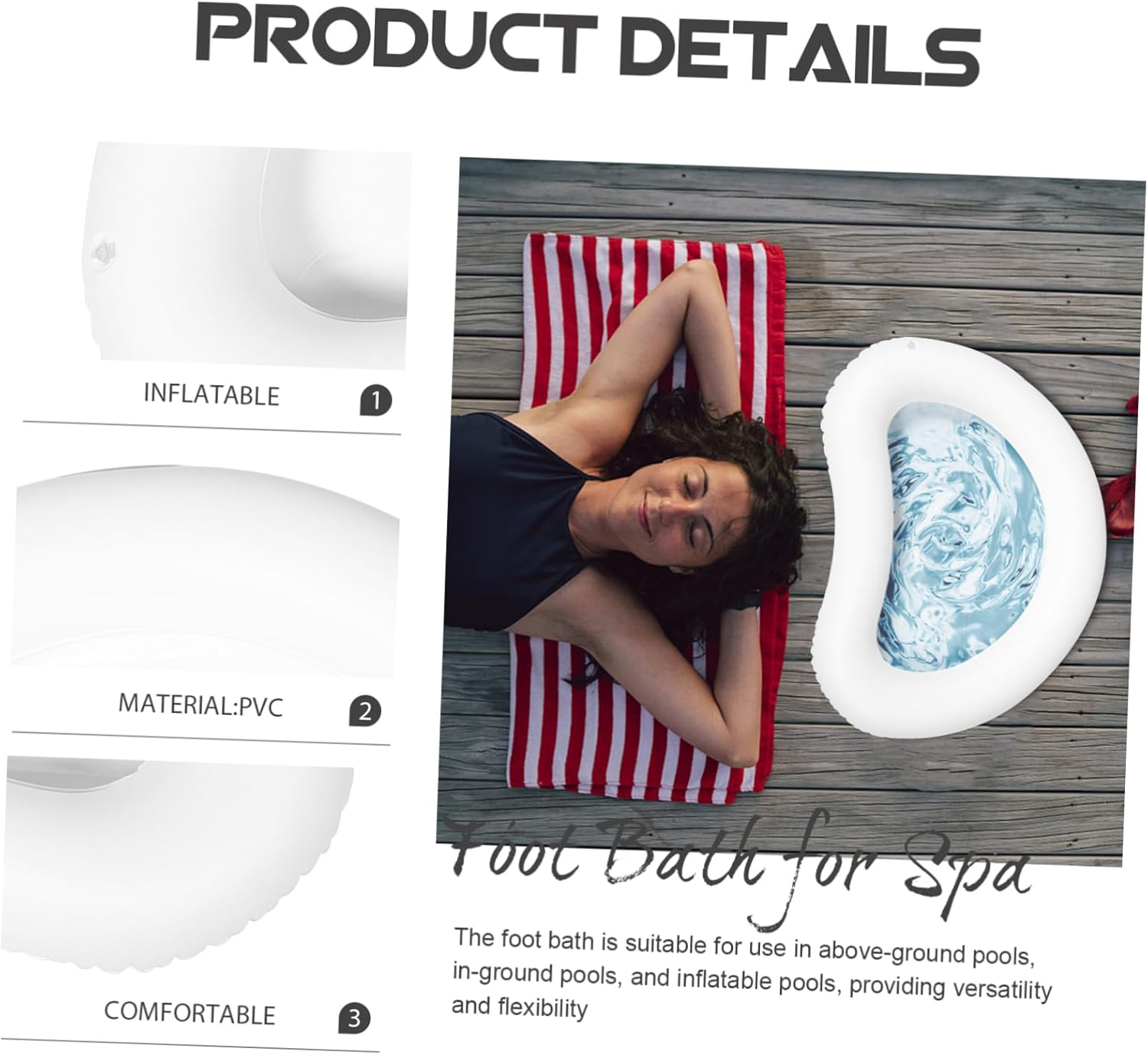 JECOMPRIS Inflatable Foot Bath Basin for Easy Cleaning for above Ground Pools and Camping Pvc Material for Quick Setup Portable Foot Soaker for Beach Trips and Outdoor Fun image number 1