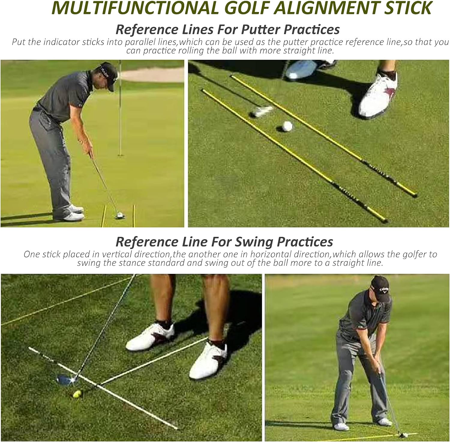 Staright 2Pcs Folding Golf Alignment Sticks Golf Indicator Golf Training Equipment Accessories