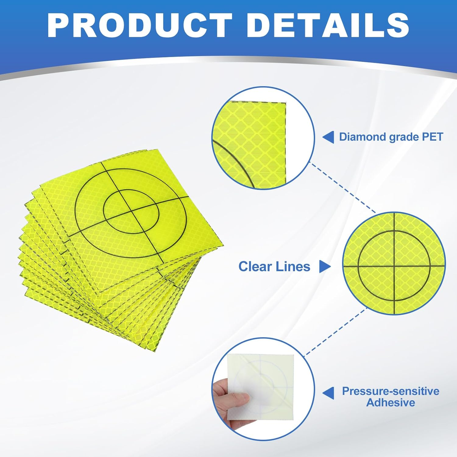 Uxcell Survey Reflector Sheets 100X100Mm, 12 Pcs Self-Adhesive Reflective Target Sheets Survey Target Mark Tape for Total Stations Check Shots Back Sights Monitoring, Green image number 1