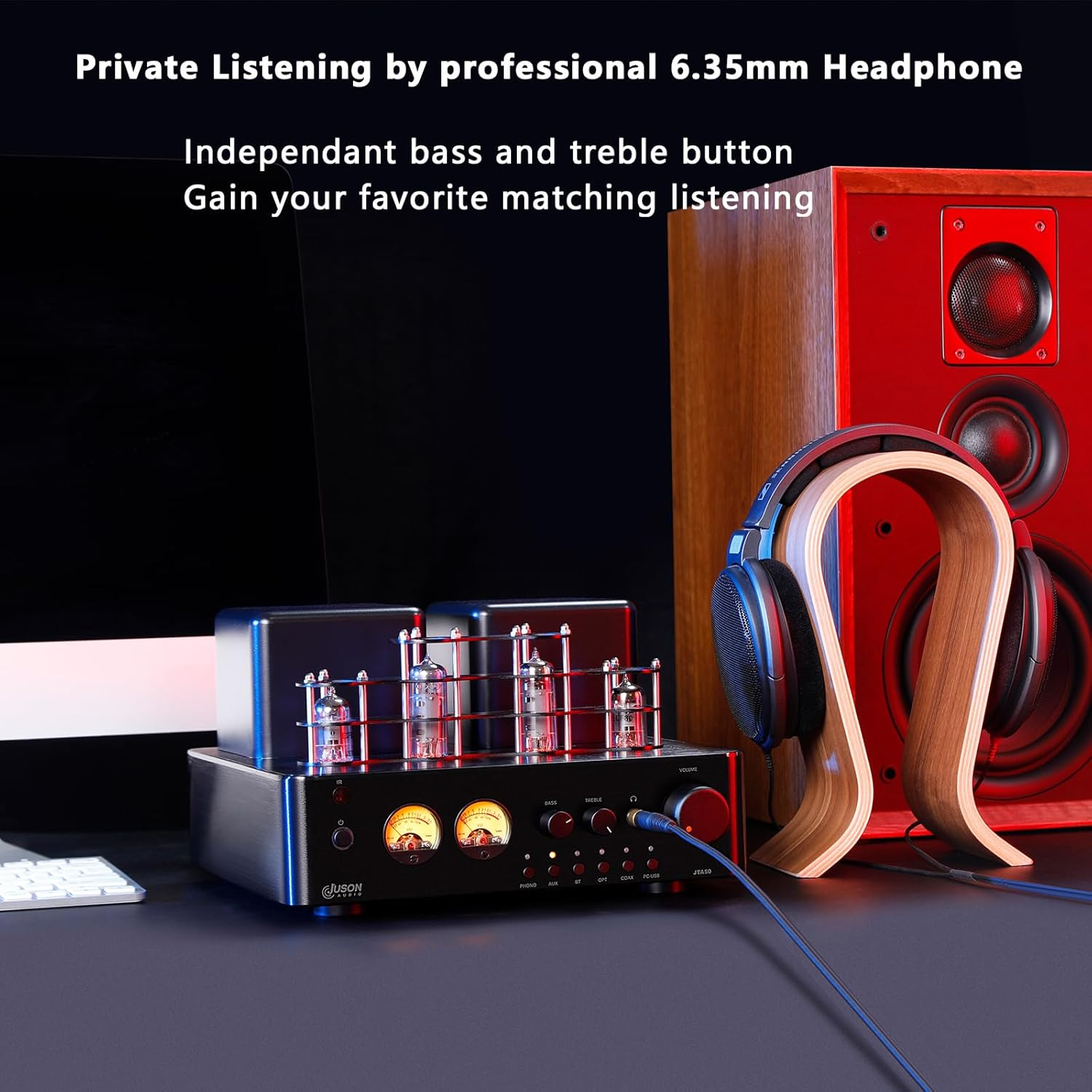 Juson Audio JTA50 Tube Amplifier Entry-Level Hifi Amp with BT 5.0, Remote,Aux,Coax, Phono and USB In,Subwoofer Out,2.1Ch for Turntable image number 2