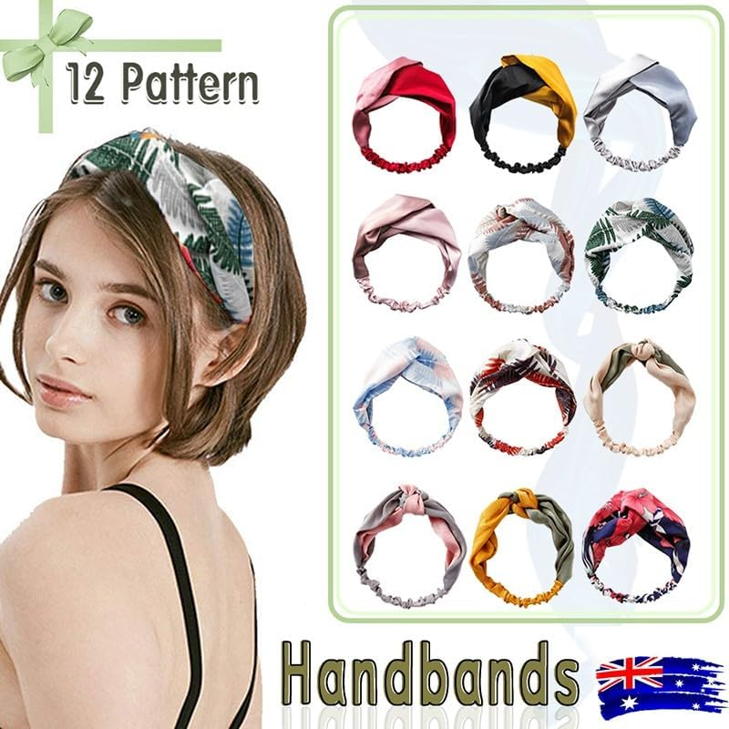 Women Chiffon Floral Print Headband Fashion Bohemian Elastic Cross Hair Bands - Fashion Cross Hair Bands, Versatile for All Occasions - A-Green image number 6