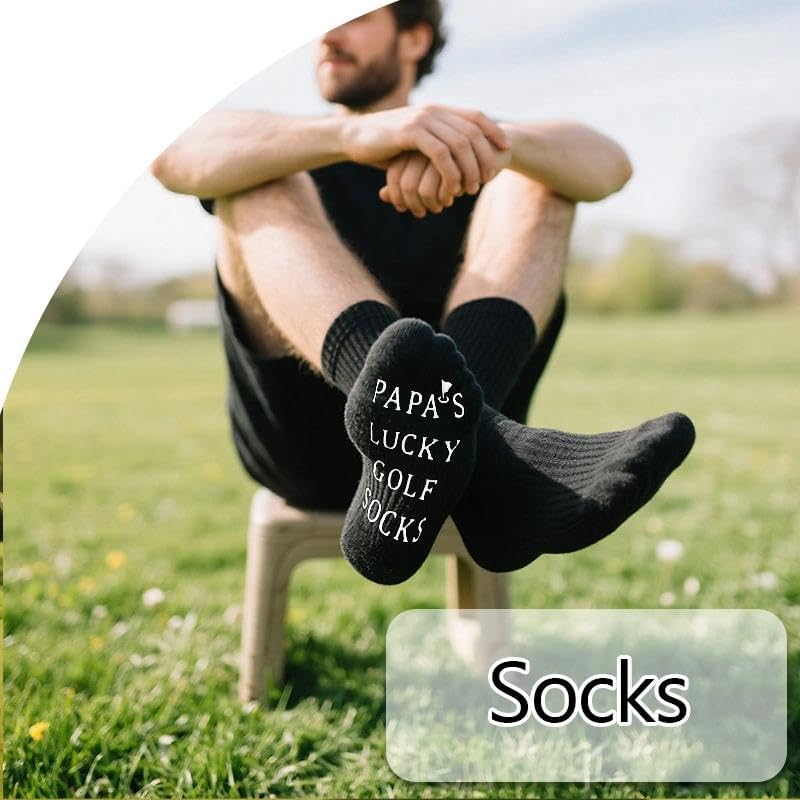 Papa Christmas Birthday Gifts for Daddy Grandfather Golf Lover Presents Socks for Father Grandpa Sports Person Crew Sock for Men Holiday Present for Dad Pop Pop Golfing Socks for Grandad image number 6