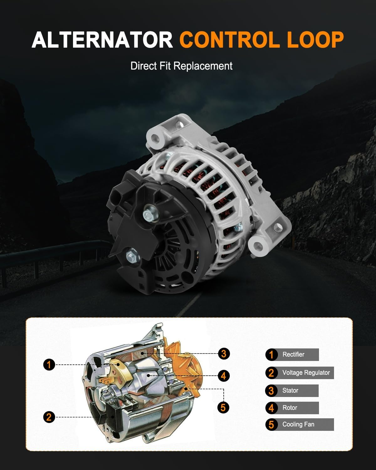 ASAPE New 13884 23096 Alternator 120 Amp Fit for 2001-2005 for Mercedes-Benz C320 C240, 2002-2004 for Mercedes-Benz C32 AMG SLK32 AMG, 2003-2005 for Mercedes-Benz CLK320 ML350 image number 3