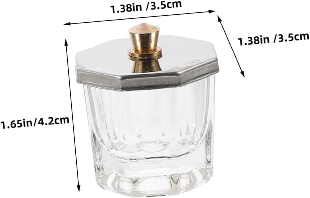 MUSISALY Glass Dappen Dish with Metal Lid 8Oz Nail Liquid Holder Thickened Crystal Nail Cup for Professional Manicure and Diy Use image number 4