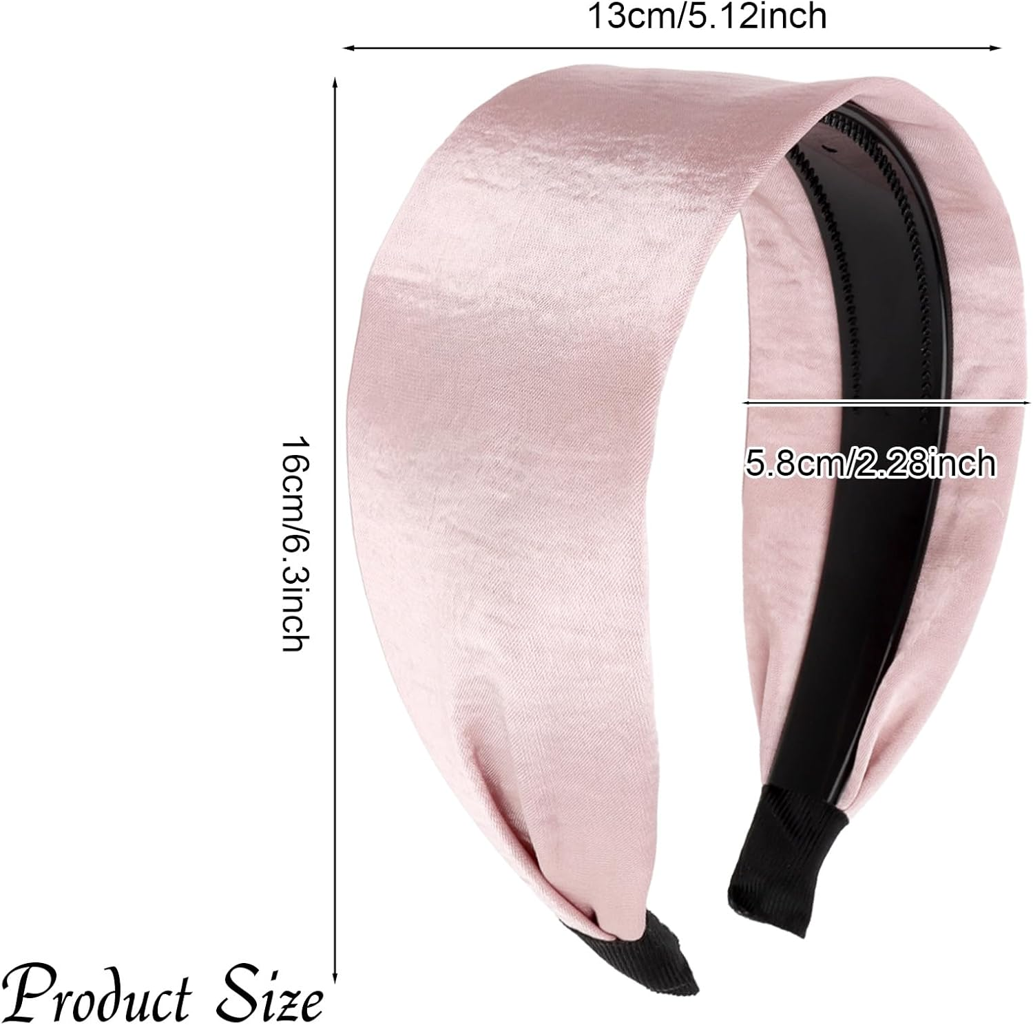 Pruadeor Pack of 2 Satin Wide Headbands, Women'S Fashionable Knot Headband for Women, Hair Accessories, Pink/White image number 1
