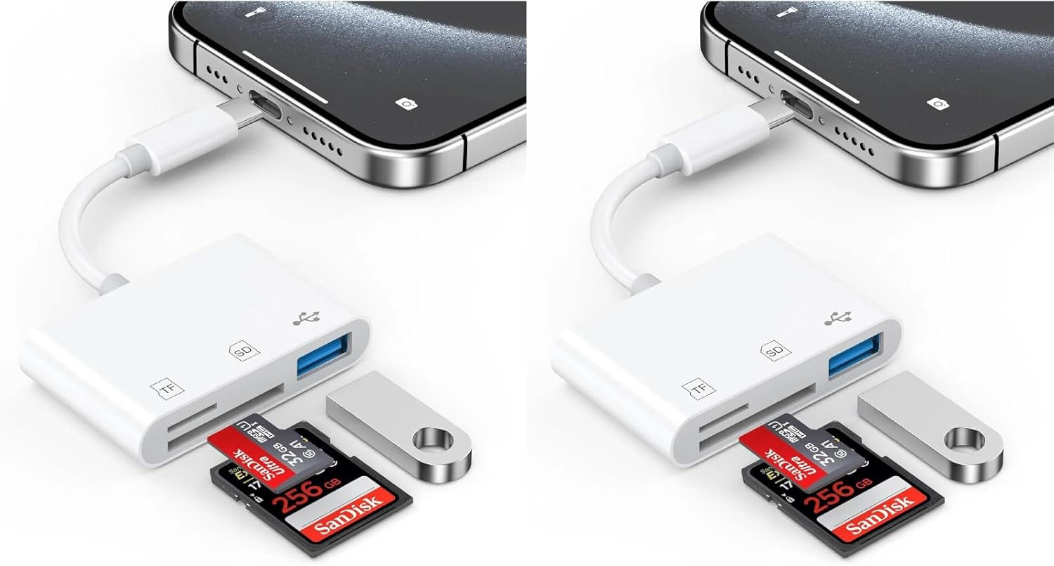 USB C SD Card Reader for Iphone 15 16, 3 in 1 USBC Memory Trail Camera Card Adapter with Dual Slots & USB Port for Mac Macbook Pro/Air/Mini Android Laptop (USB C-2 Pack) image number 6