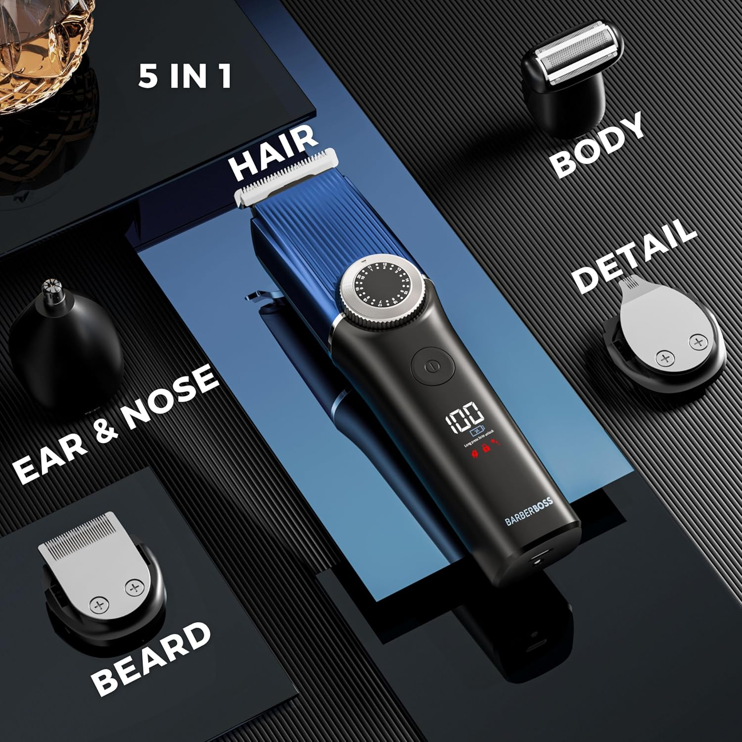 Barberboss QR-6088 Men'S Beard Trimmer, Cordless Hair Trimmer for Men, Care Kits, Waterproof, Nose Hair Trimmer for Men image number 5