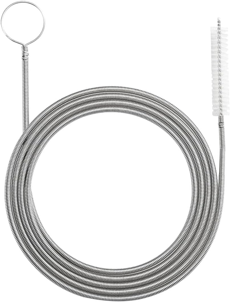 DUSCOKE 78 Inch Flexible Long Drain Brush, Nylon Stainless Steel Flexible Feeding Tube Cleaning Brush, Double Ended Elastic Slim Hose Pipe Brush Auto Sunroof Drain Hole Cleaner for Car Fridge (Black)