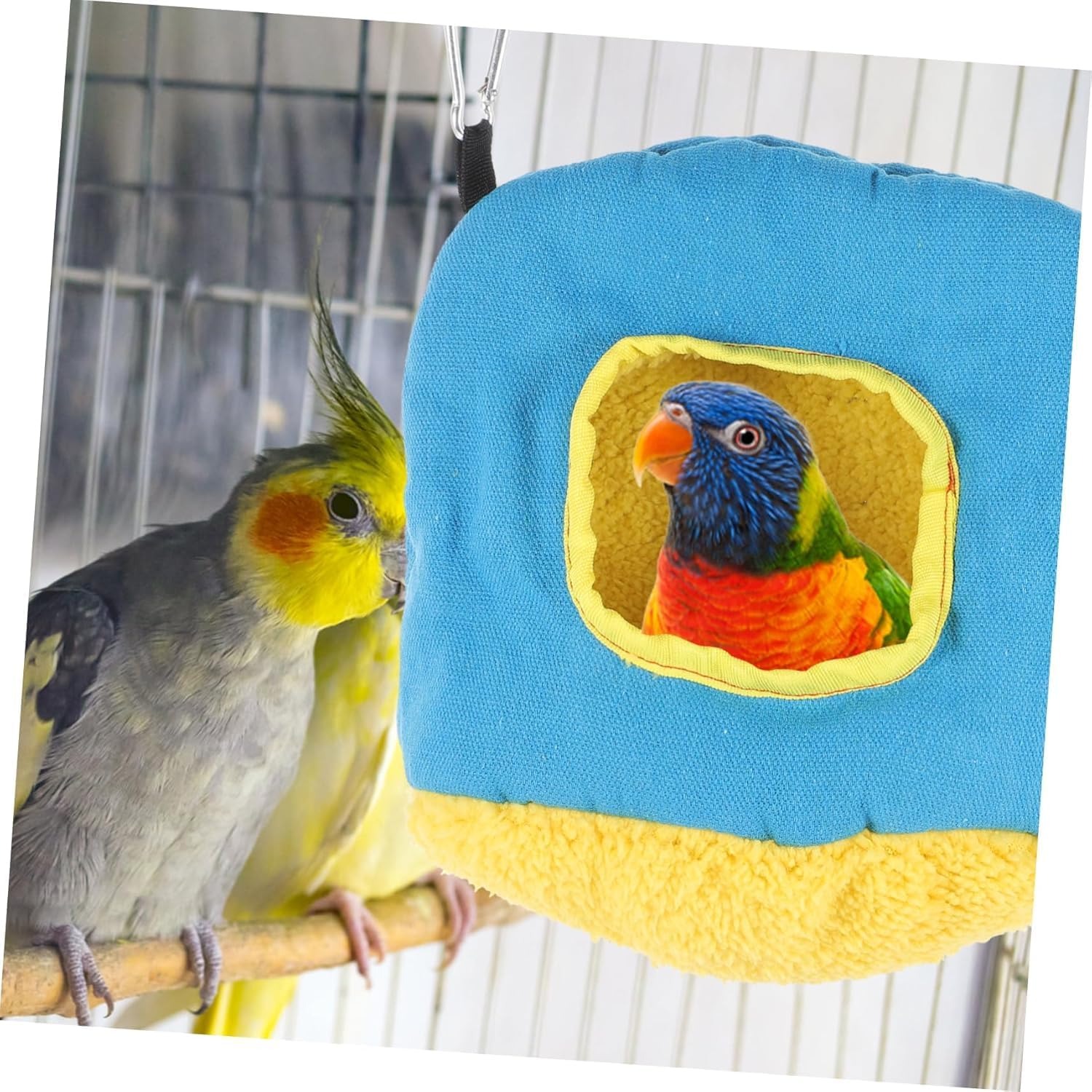 CUEMOON Hanging Nest Bird House Hanging Bird Cage Bird Bed for Macaws Budgies Cockatiels Cockatoo Canary Random Color