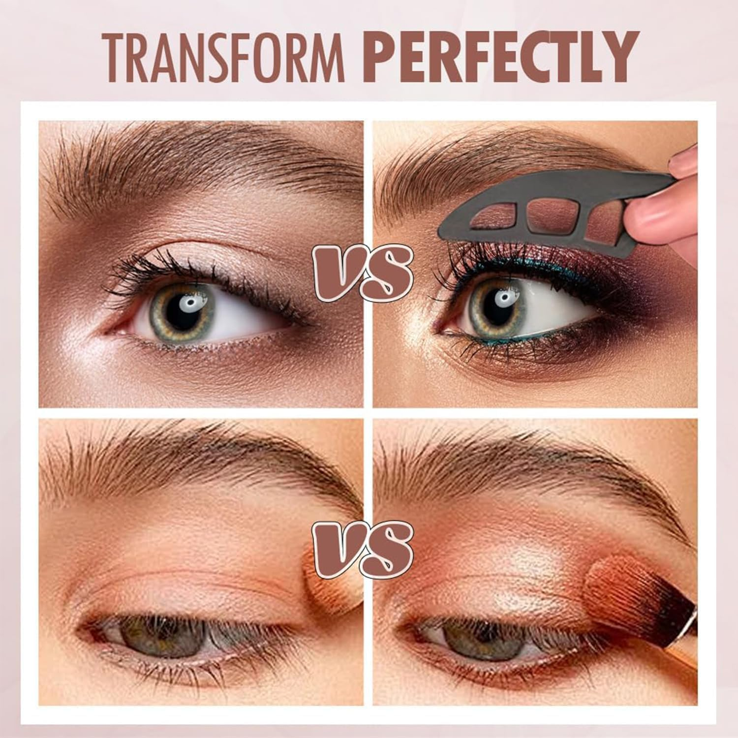 Eyeshadow Stencils, 2 Pieces, Reusable Eye Makeup Aid with Brush, Eyeliner Template for Women image number 3