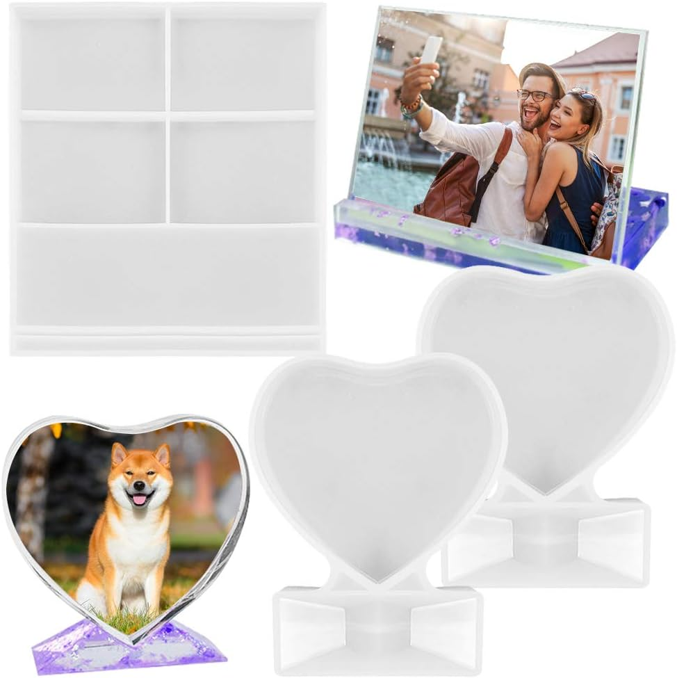 Maxin Photo Frame Resin Mold, Rectangle & Heart Shape Silicone Epoxy Molds for Casting,Handmade Gifts,Diy Crafts, Home Decor,Personalized Photo Frame image number 2