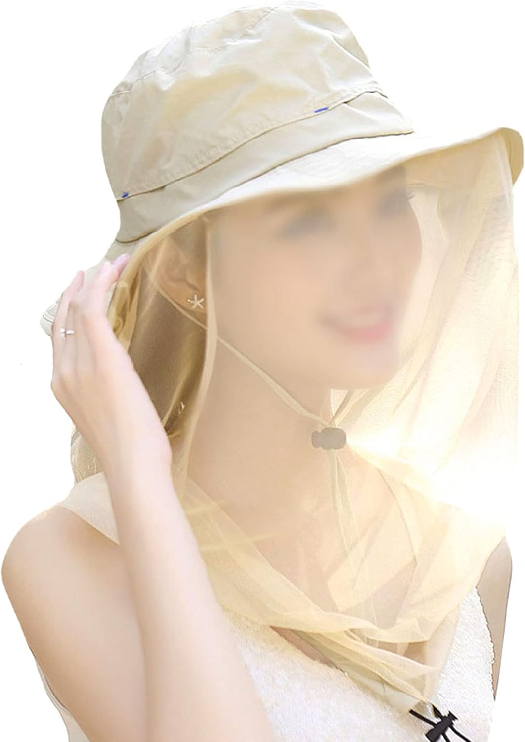 Rebecca Women Head Net Hat UV Protection Sun Hat Outdoor Anti-Mosquito Mask Hat - Khaki image number 5