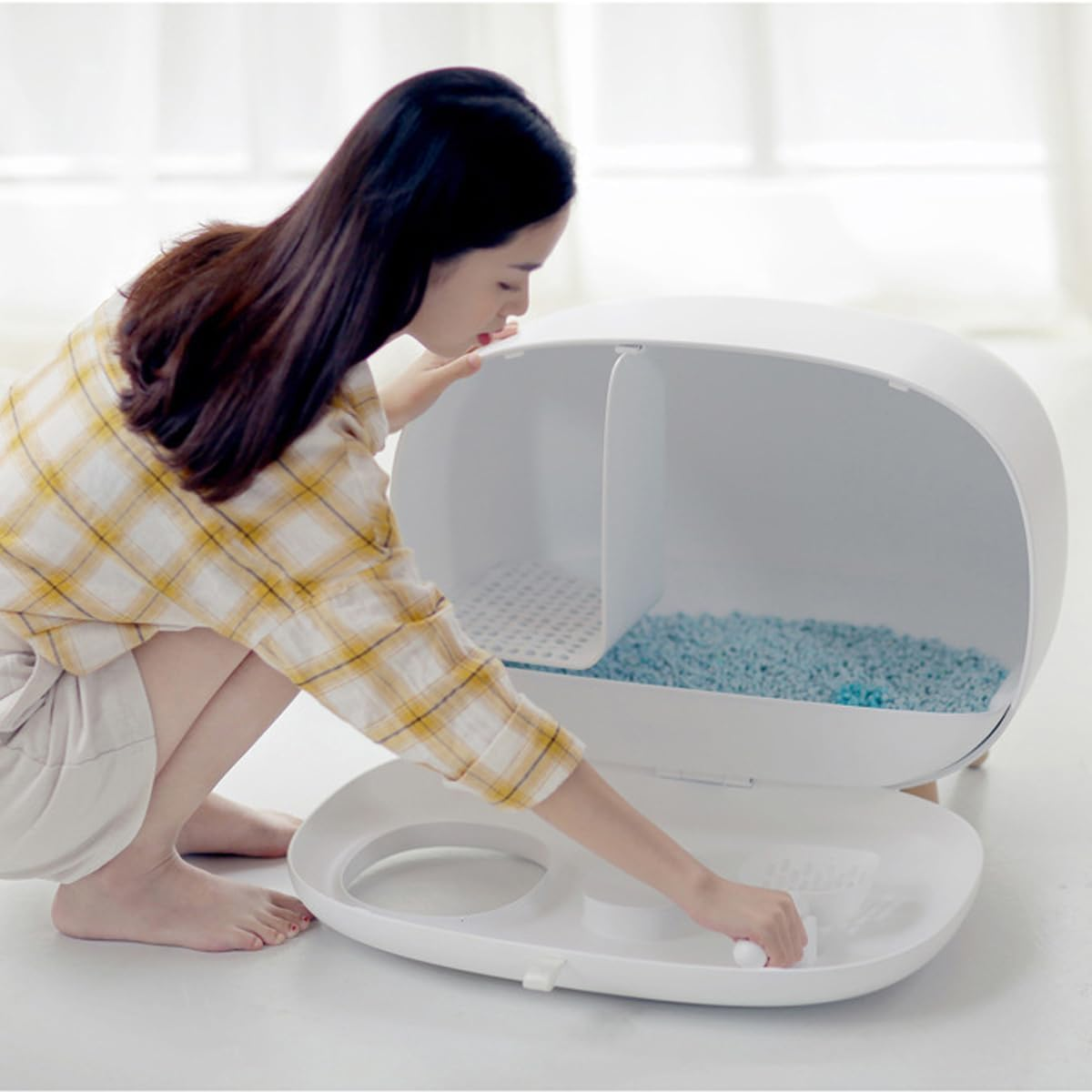 Potato Semi-Closed Cat Litter Box, Large Capacity Drawer Cat Toilet, Durable Pet Supplies with Removable Sand Basin, Easy to Clean for Large Cats, Modern Design, Indoor Use image number 2