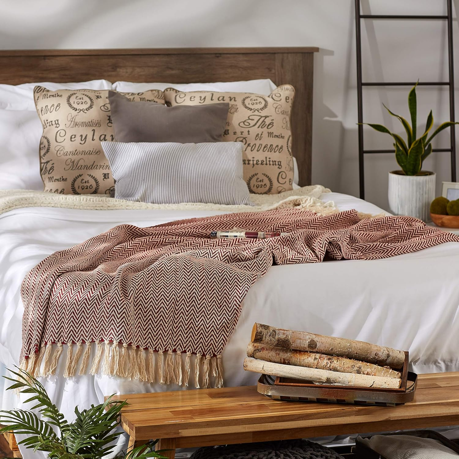 DII Chevron Throw Collection Handloomed Cotton, 50X60, Barn Red image number 5