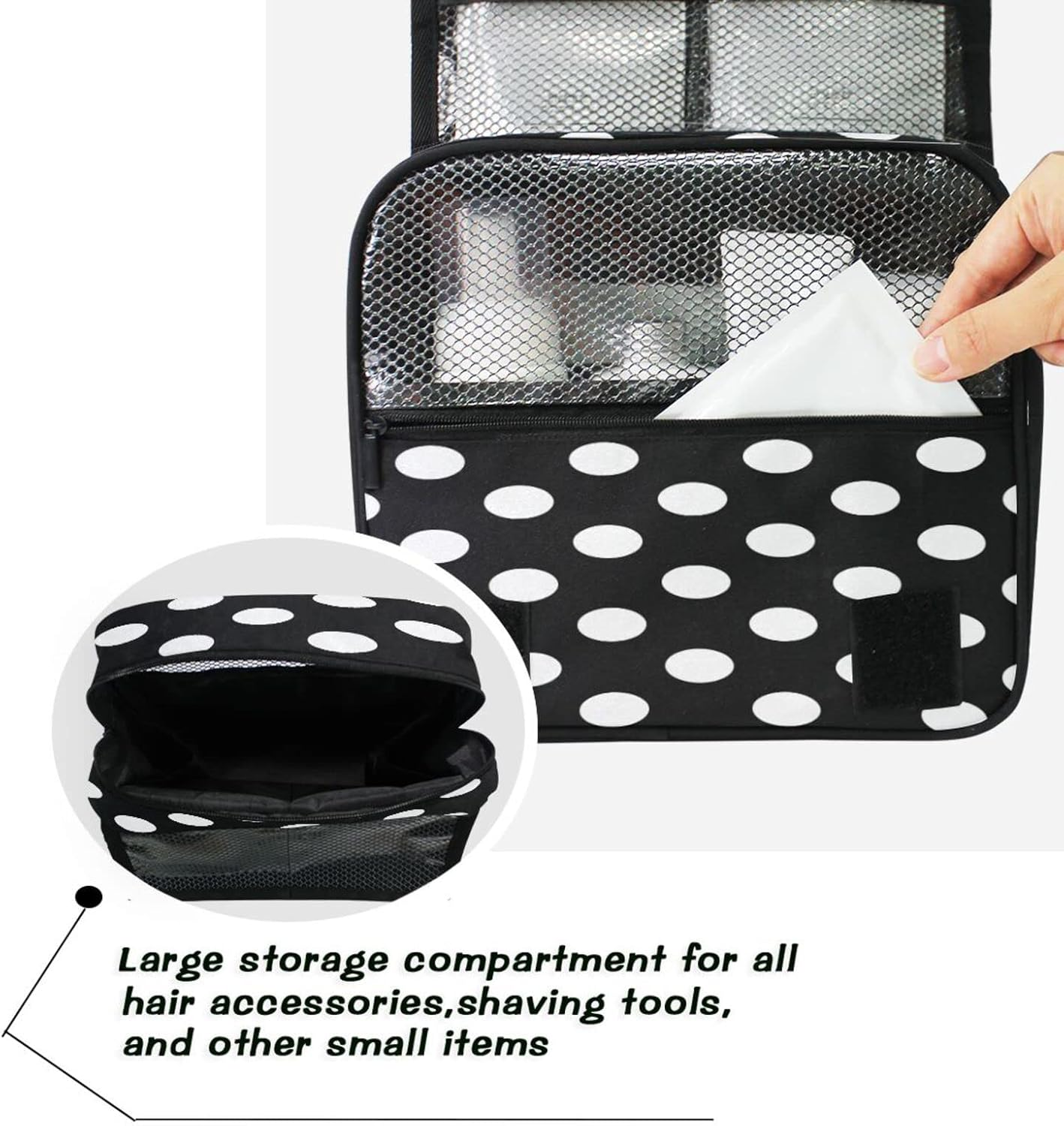 Polka Dot Geometric Pattern Hanging Toiletry Bag for Women Men, Portable Makeup Bag Organizer Cosmetic Bag for Purse Pouch Waterproof Travel Essentials Large Wash Bag for Kids Girls, Multicolor, One image number 4