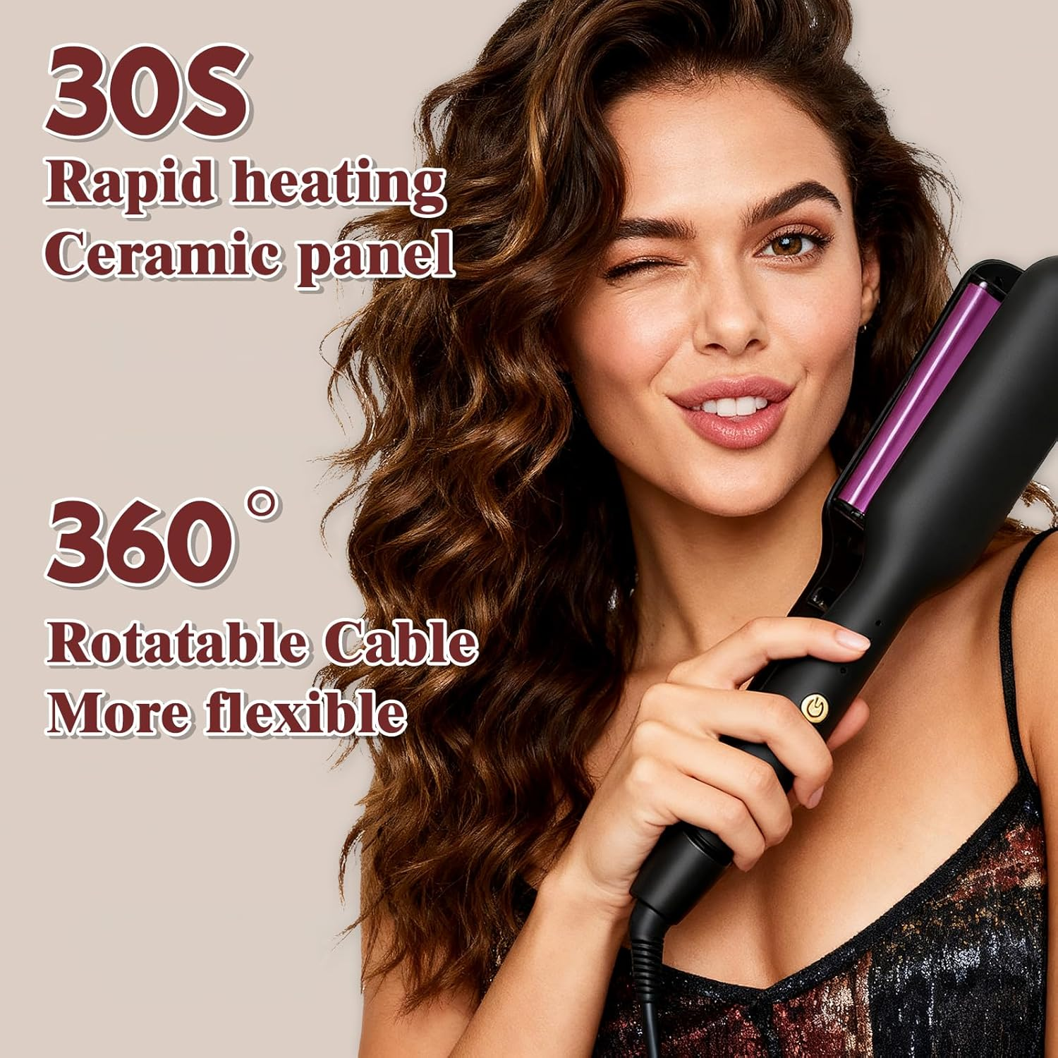 Curling Iron Hair Waver, 10Mm Five-Barrel Ceramic Curling Iron, Suitable for Beach Waves, Ion Hair Care, Dual Voltage, 5 Adjustable Temperatures, with Lock, Timed Shutdown to Protect the Hair Curler, (Black) image number 5