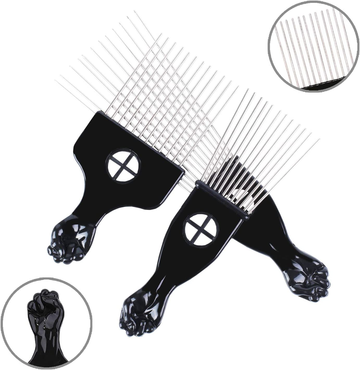 Hair Picks - Black Metal Afro Combs for Hair Styling, Fist Pick for Women and Men image number 5